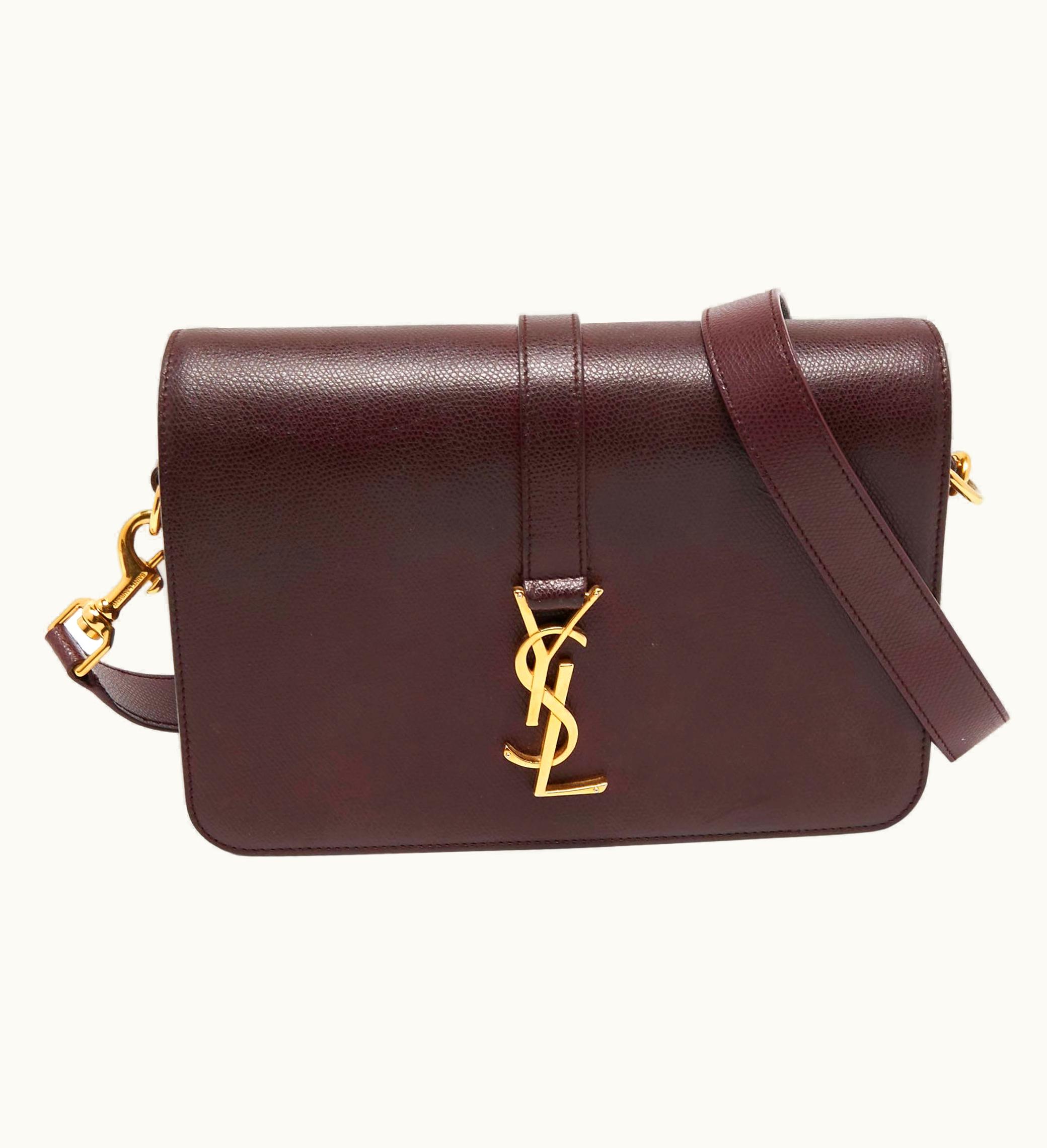Saint Laurent Saint Laurent Burgundy Leather Medium Monogram Universite Shoulder Bag