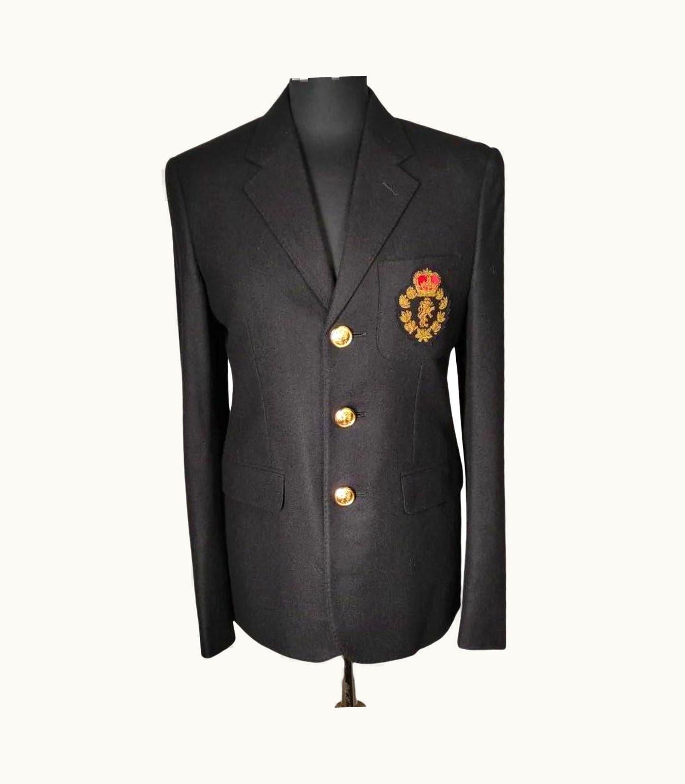 Saint Laurent Saint Laurent Black Wool Blaizer Jacket With Embroidery Eu