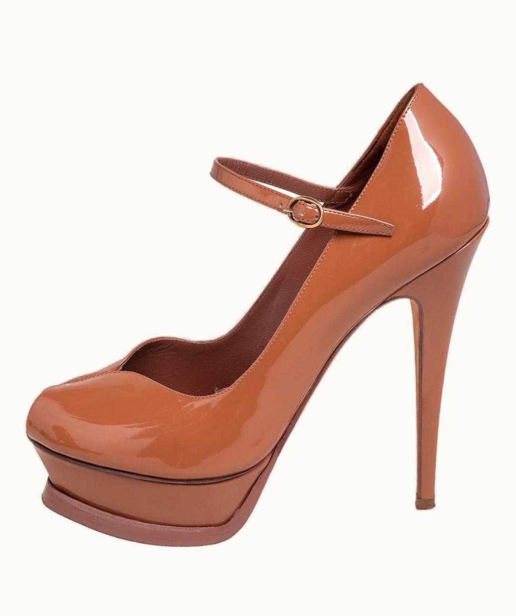Saint Laurent Saint Laurent Brown Patent Tribute Mary Jane Pumps