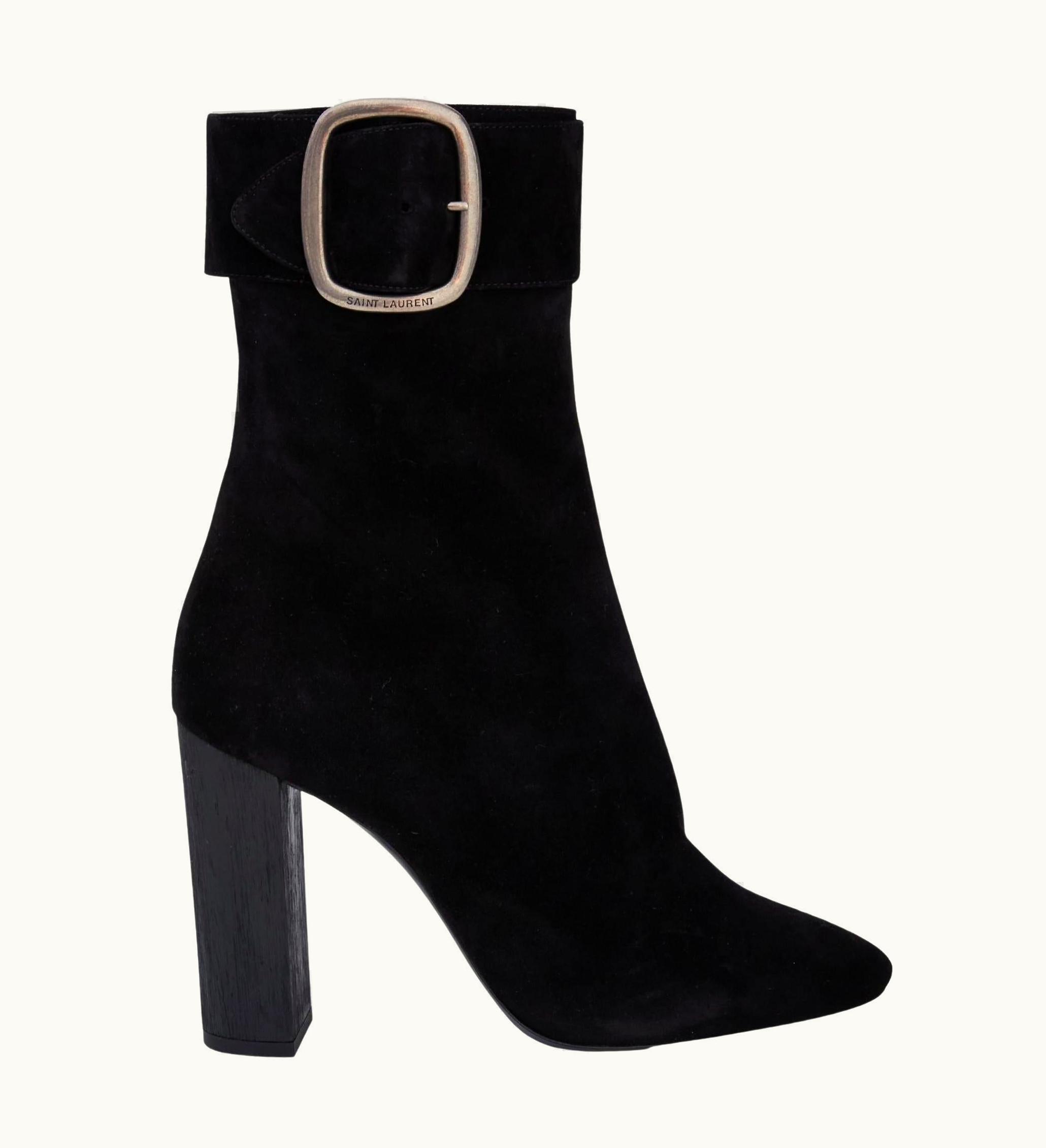 Saint Laurent Saint Laurent Black Suede Joplin Buckle Booties 529331 (eu 39)