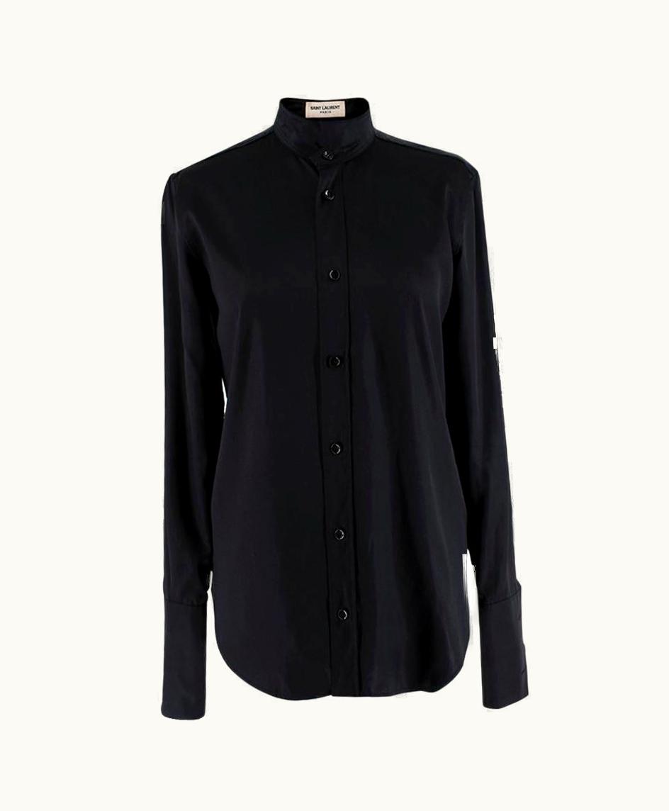 Saint Laurent Saint Laurent Black Satin Long Sleeve Shirt - Sample - Size Estimated
