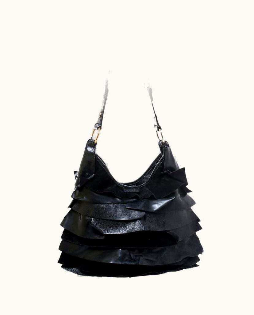 Saint Laurent Saint Laurent Paris Black Suede And Patent Leather St. Tropez Shoulder Bag