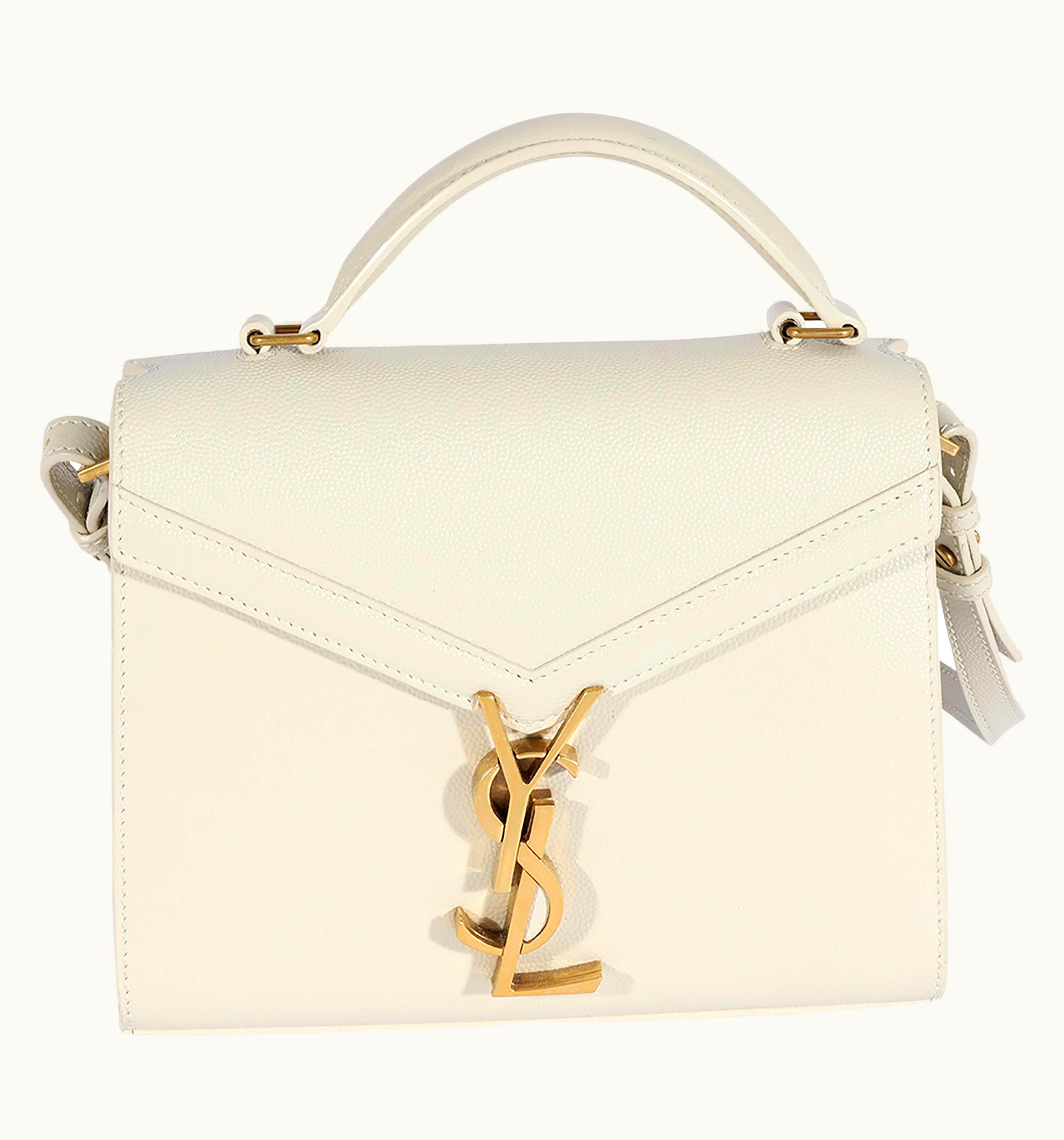 Saint Laurent Saint Laurent Blanc Vintage Grain De Poudre Cassandra Mini Top Handle Bag