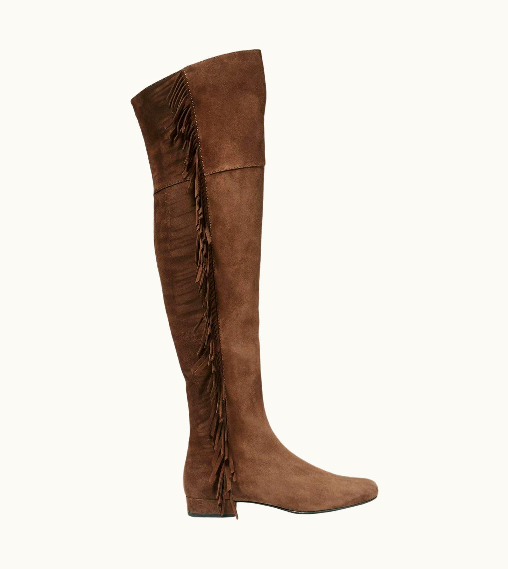 Saint Laurent Saint Laurent Fringed Suede Over The Knee Boots UZ0583802