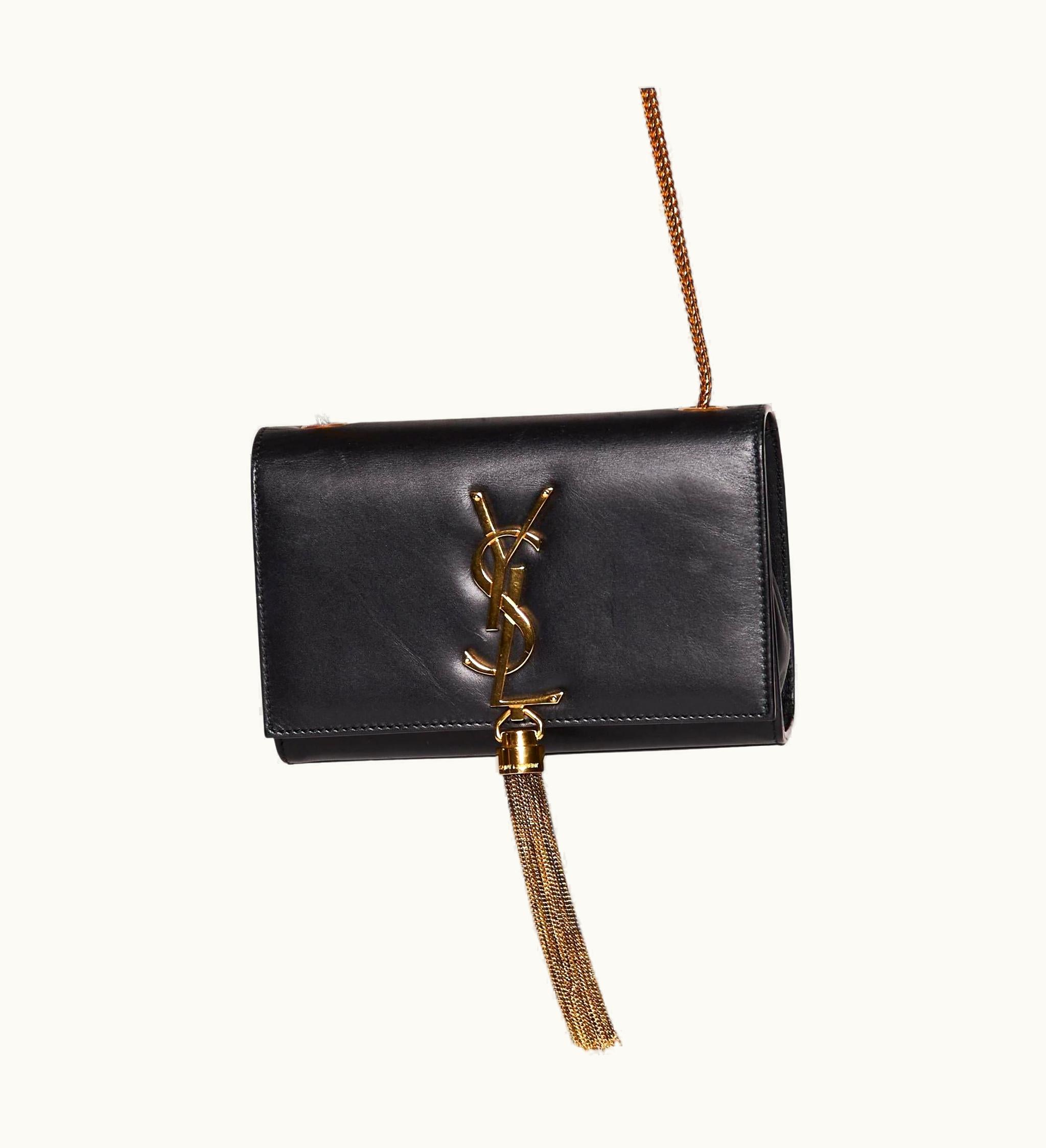 Saint Laurent Saint Laurent Calfskin Small Classic Monogram Kate Tassel Satchel Bag (326076)