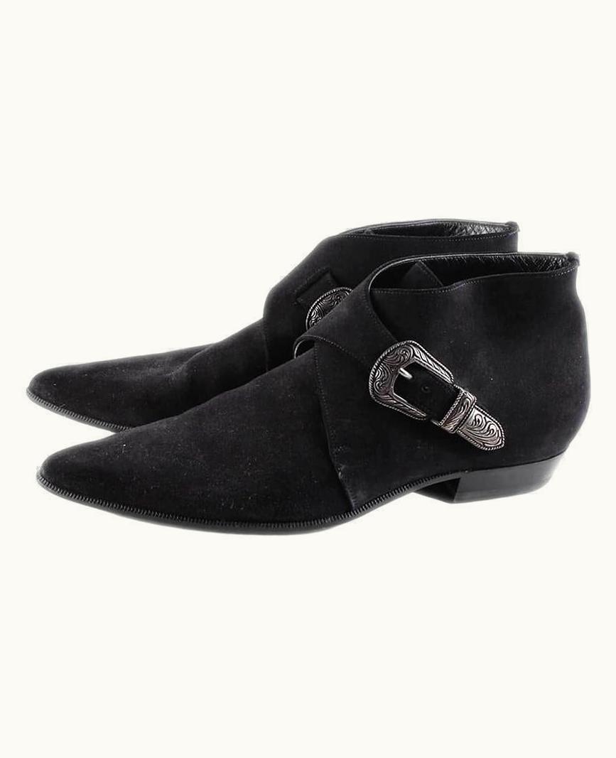 Saint Laurent Saint Laurent Suede Leather Boots Buckle Men Duckies Shoes eur, Usa10