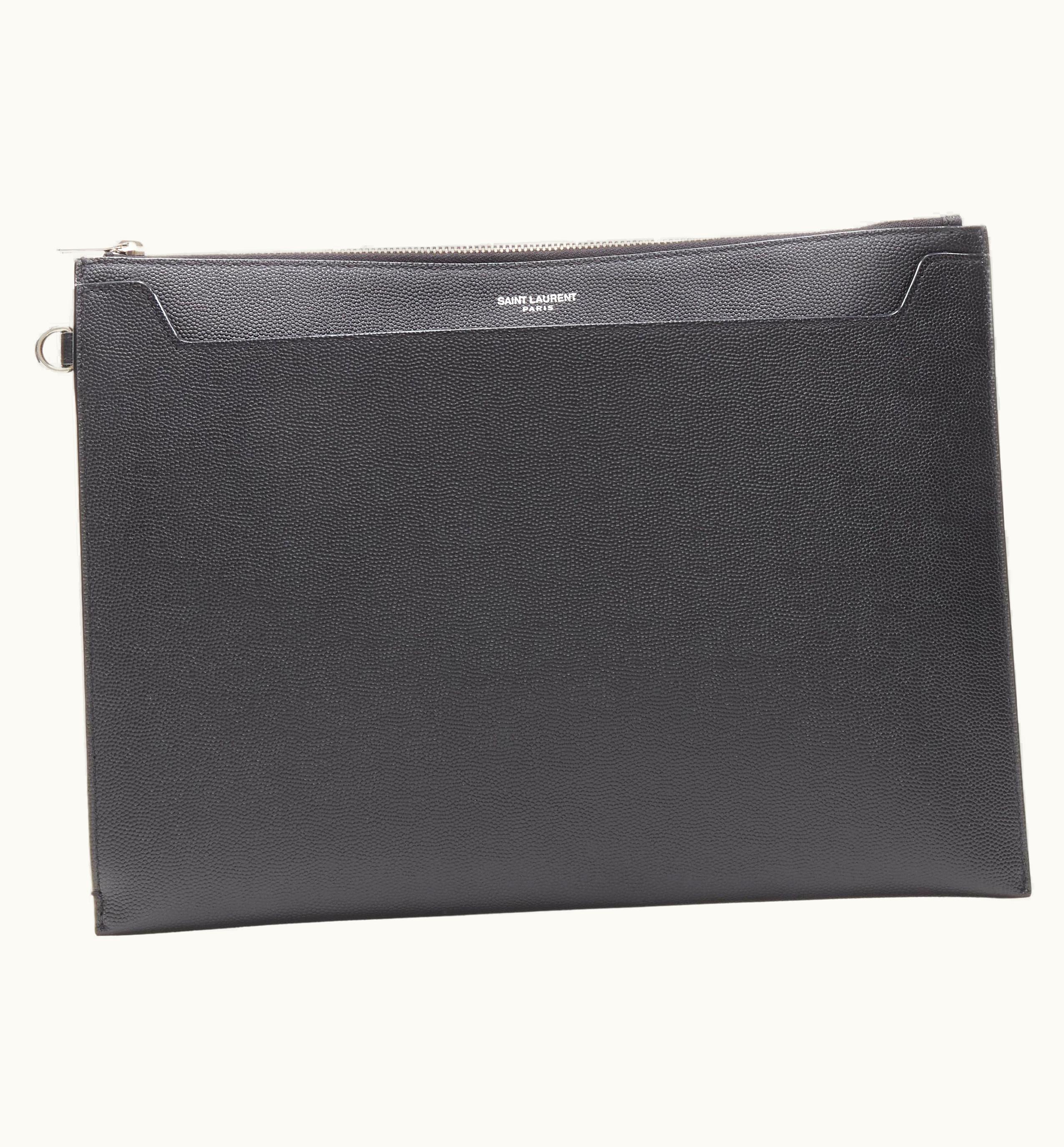 Saint Laurent Saint Laurent Catherine Black Grain De Poudre Leather Clutch Bag