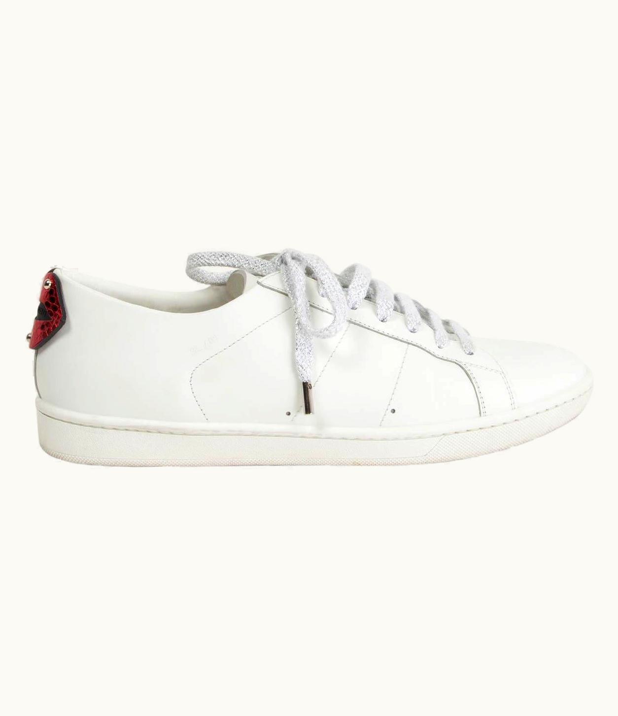 Saint Laurent Saint Laurent White Leather Lips Classic Court Sneakers Shoes