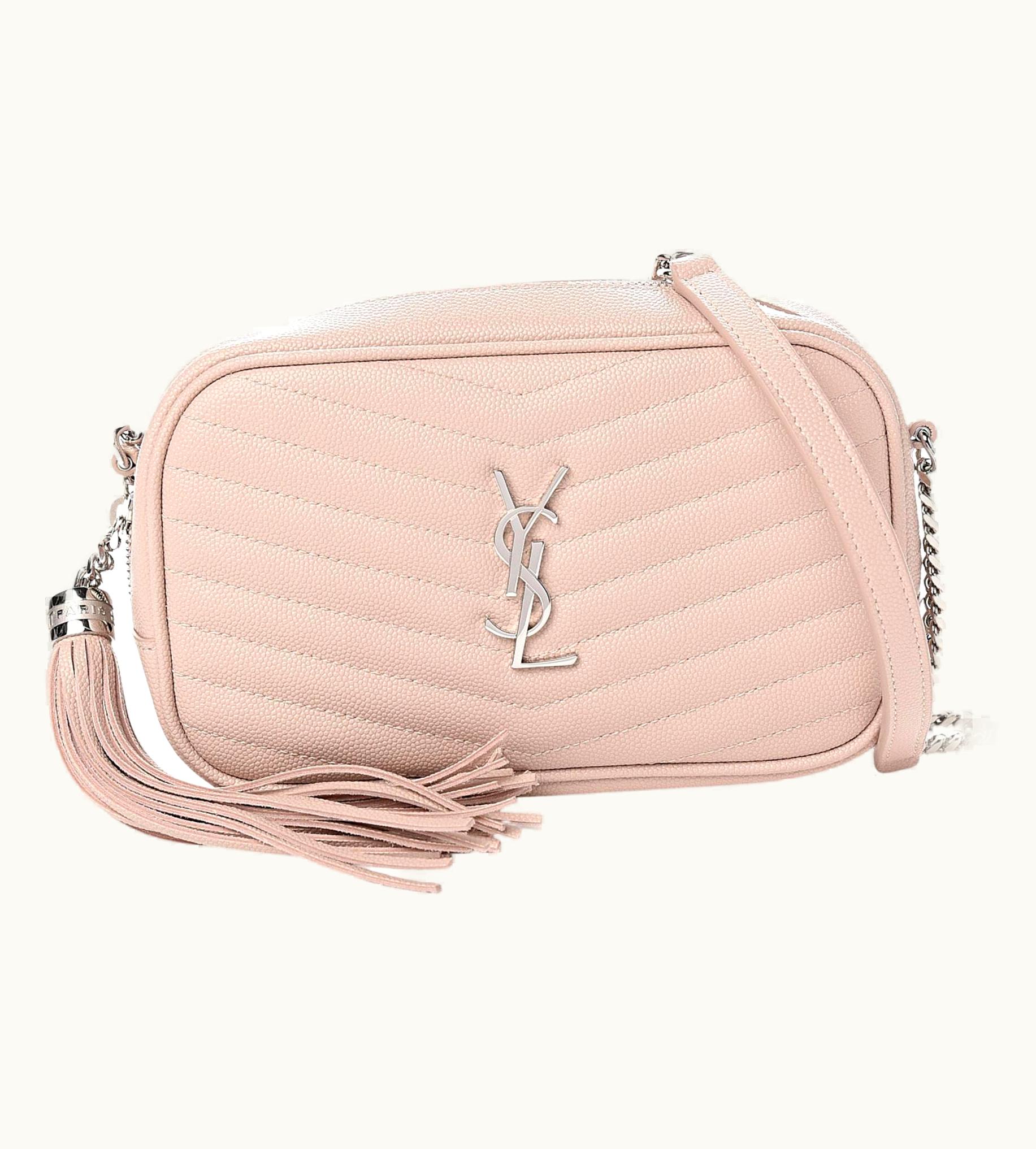 Saint Laurent Saint Laurent Grain De Poudre Matelasse Monogram Mini Lou Camera Bag Pink