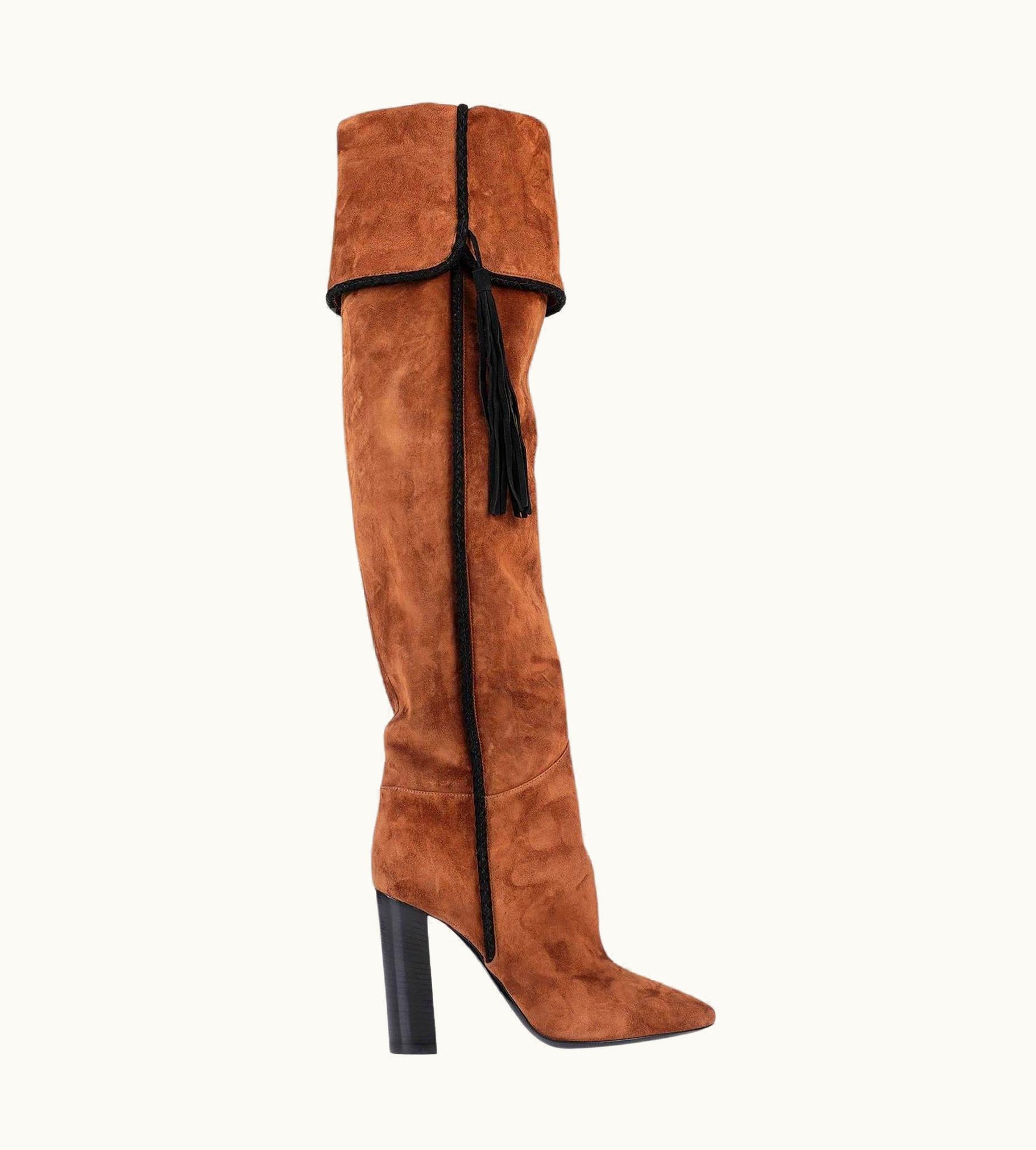 Saint Laurent $2882 Saint Laurent Paris Brown Suede Tassel Boots It 37 - Us
