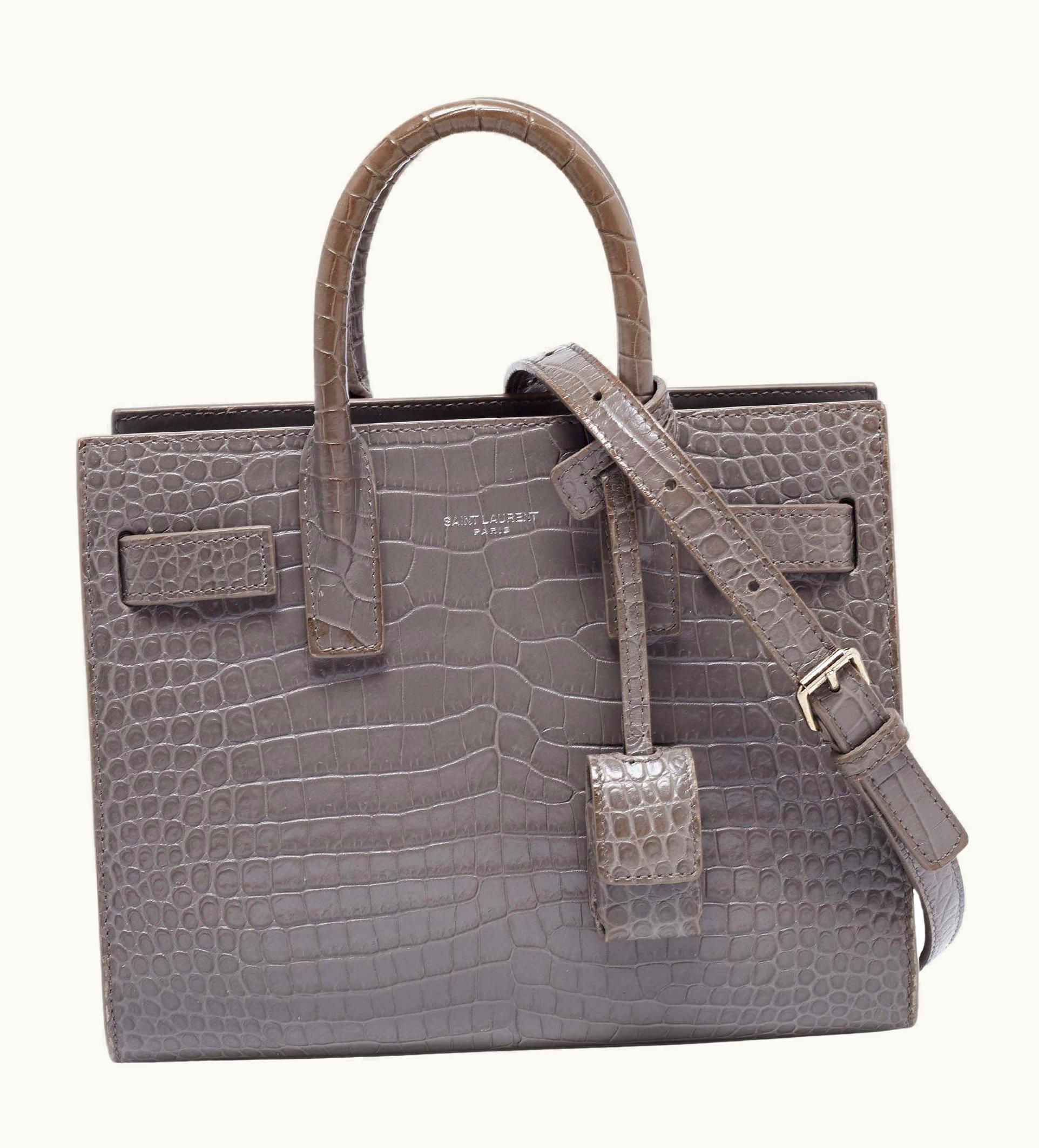 Saint Laurent Saint Laurent Grey Croc Embossed Leather Nano Classic Sac De Jour Tote UZ0583861