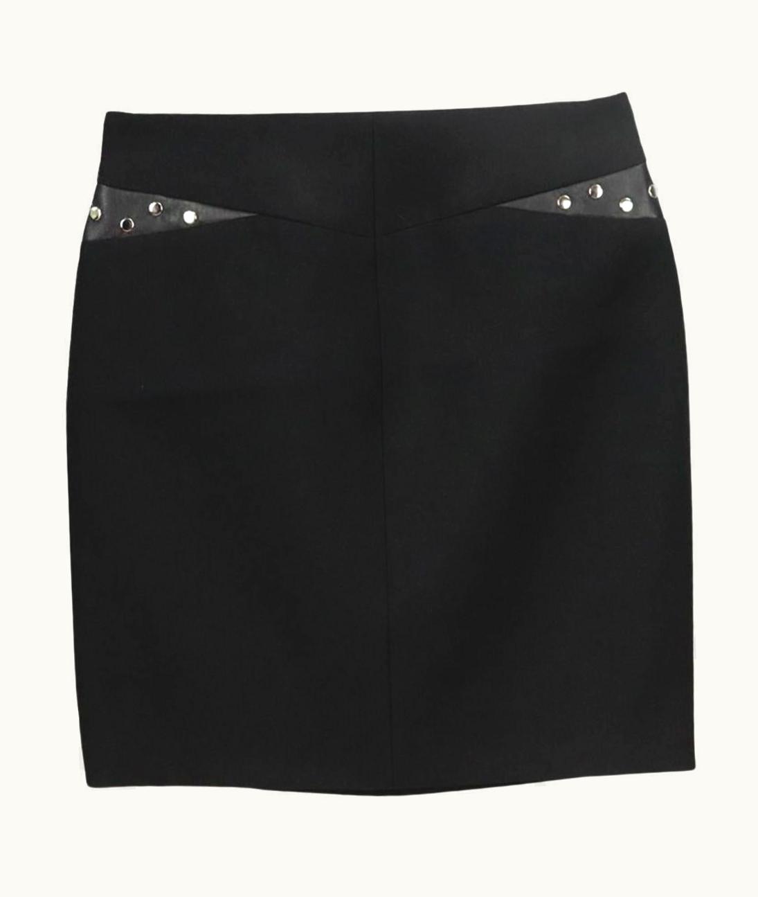 Saint Laurent Saint Laurent Studded Leather Trimmed Wool Mini Skirt Uk