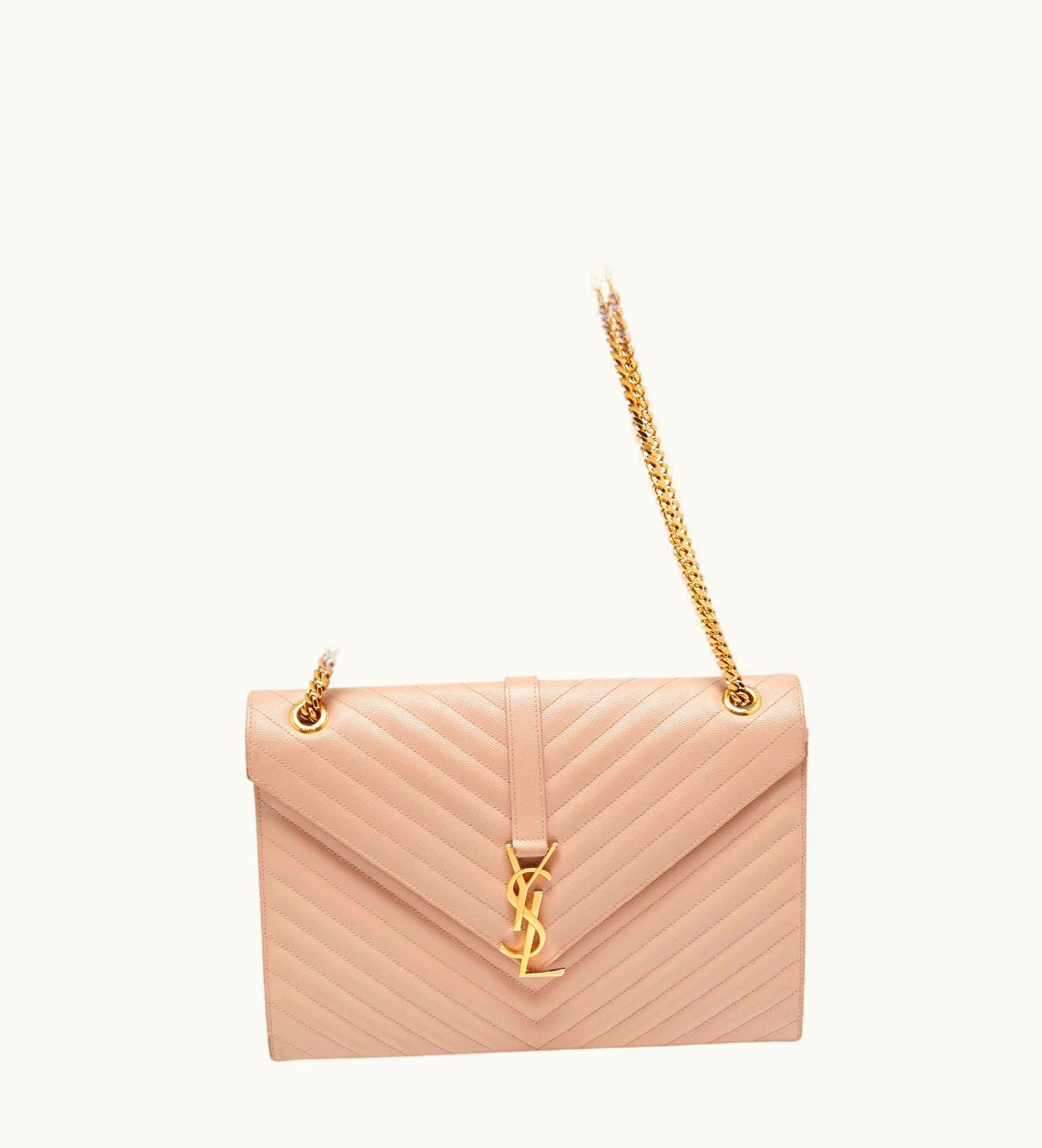 Saint Laurent Saint Laurent Light Pink Matelassé Leather Large Cassandre Flap Bag
