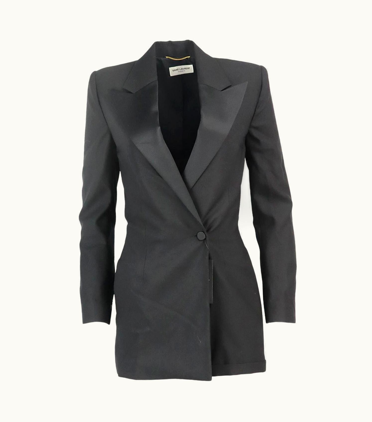 Saint Laurent Saint Laurent Satin Trimmed Wool And Mohair Blend Playsuit Uk