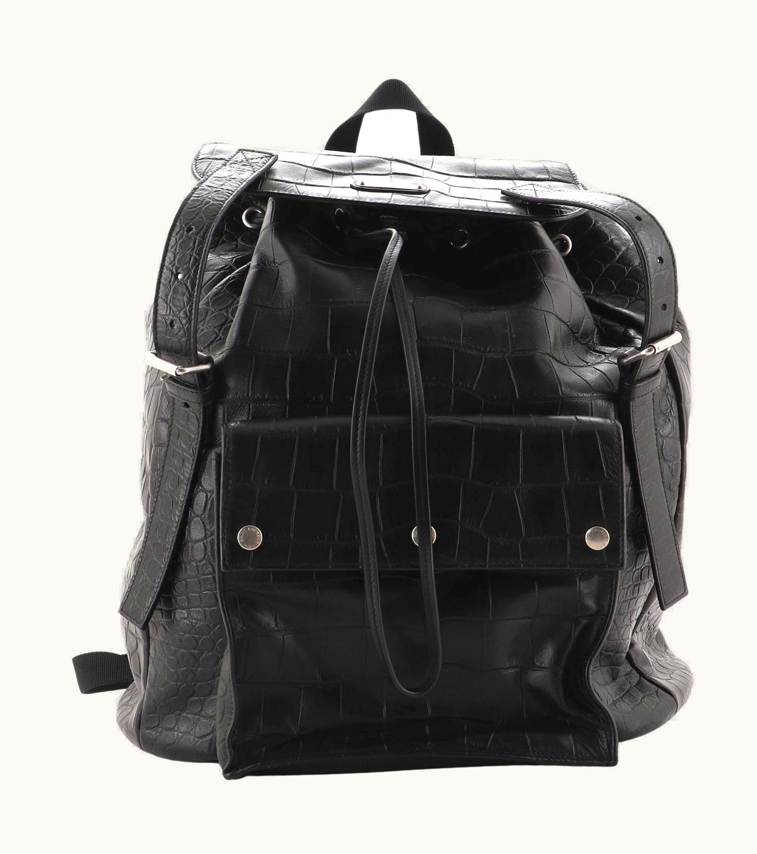 Saint Laurent Saint Laurent Noe Backpack Crocodile Embossed Leather Medium
