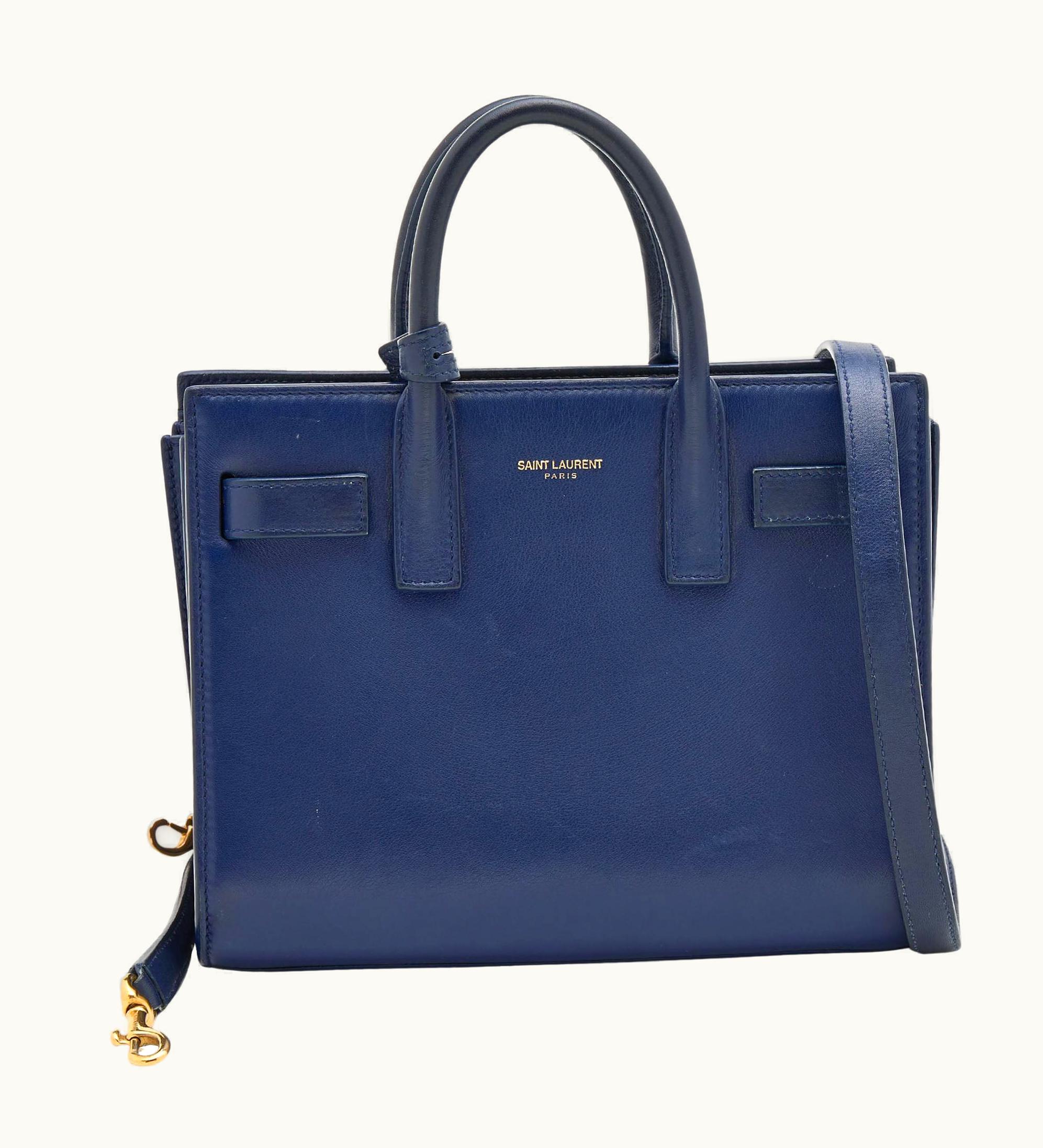 Saint Laurent Saint Laurent Blue Leather Nano Classic Sac De Jour Tote