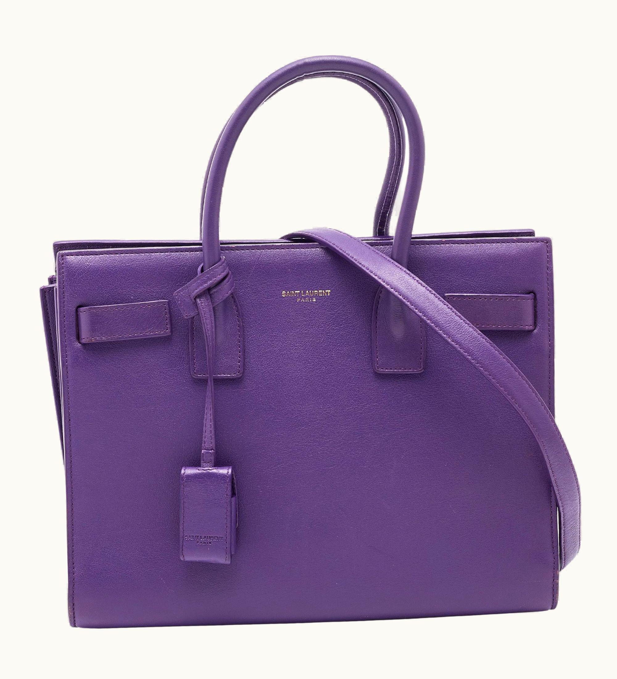 Saint Laurent Saint Laurent Purple Leather Small Classic Sac De Jour Tote