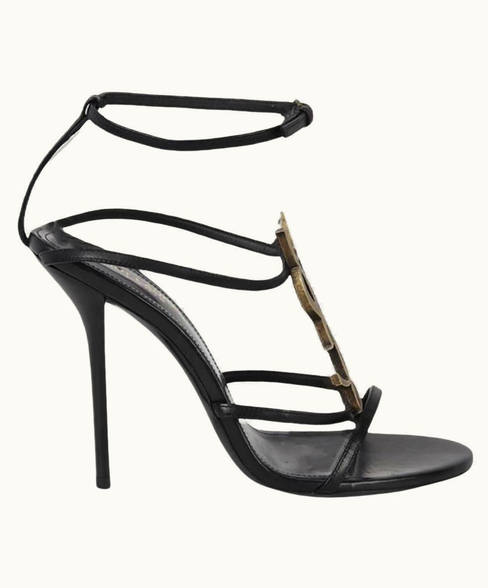 Saint Laurent Saint Laurent Cassandra Logo Embellished Leather Sandals Eu 38 Us