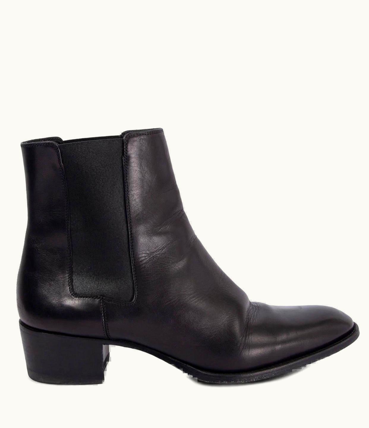 Saint Laurent Saint Laurent Black Leather Wyatt 40 Ankle Boots Shoes