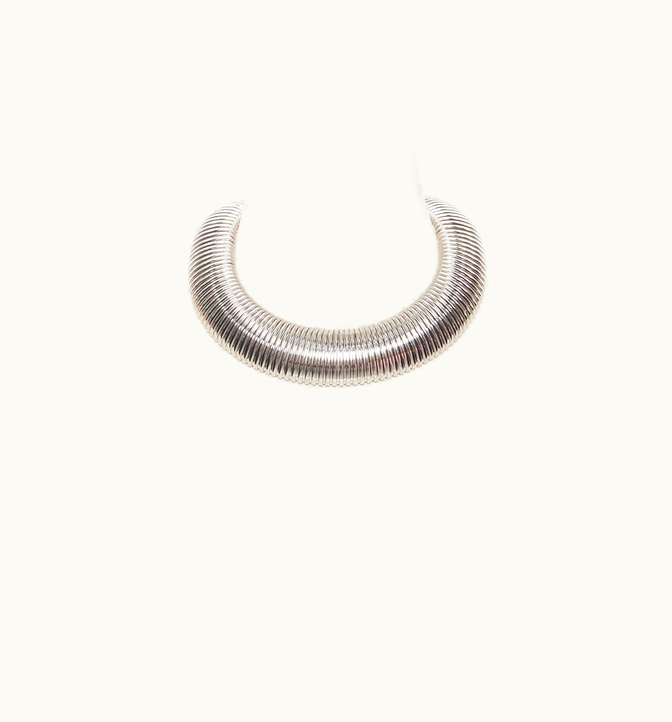 Saint Laurent Saint Laurent Hedi Slimane Serpentine Silver Brass Choker Collar Necklace