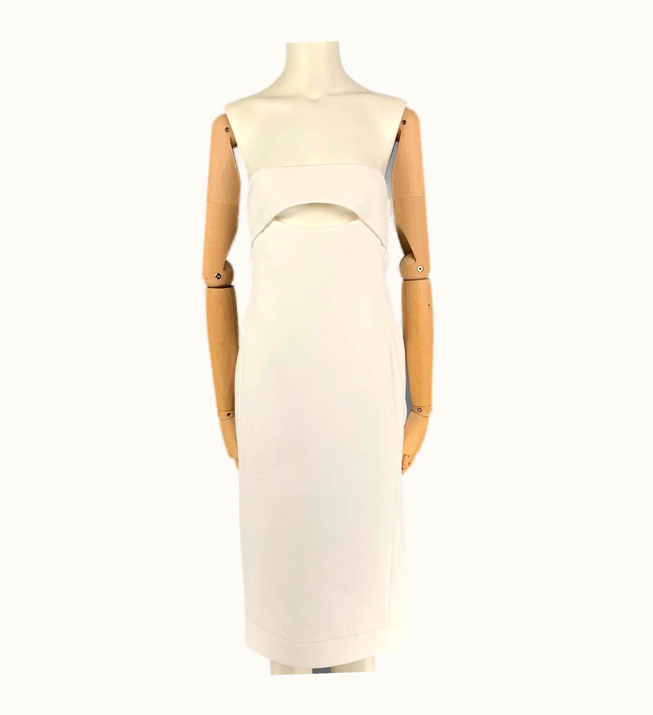 Saint Laurent Saint Laurent White Viscose Strapless Cutout Cocktail Dress