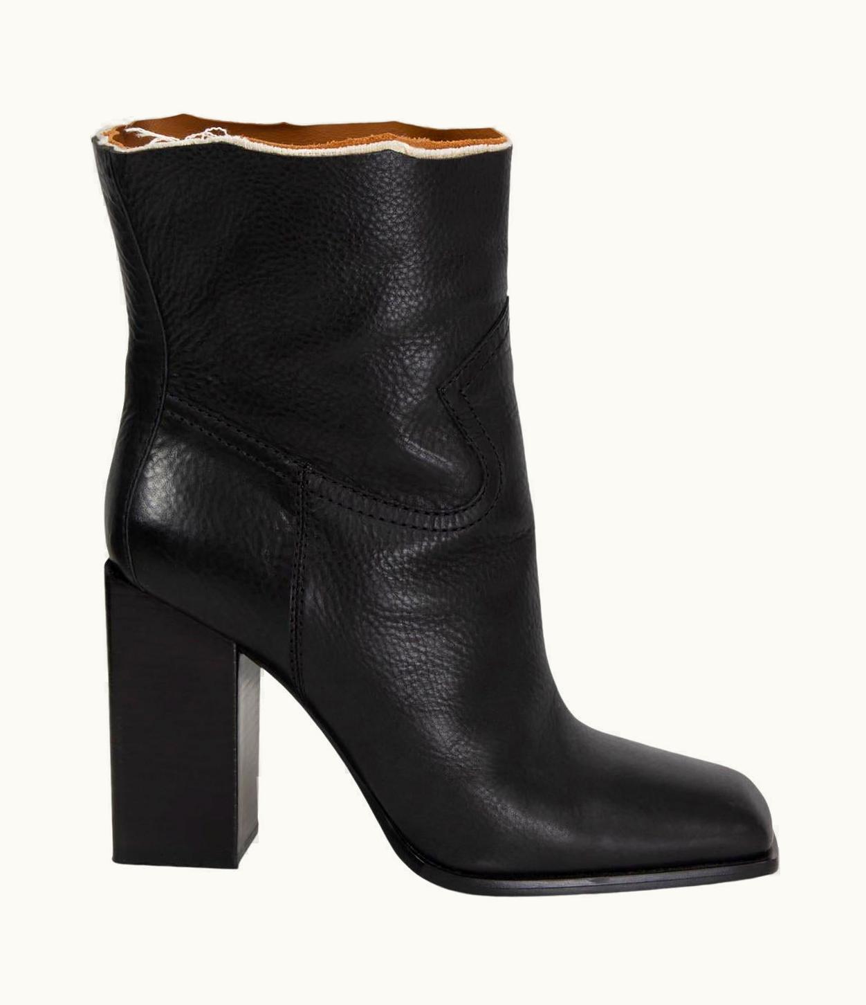 Saint Laurent Saint Laurent Black Leather Jodie 105 Western Ankle Boots Shoes