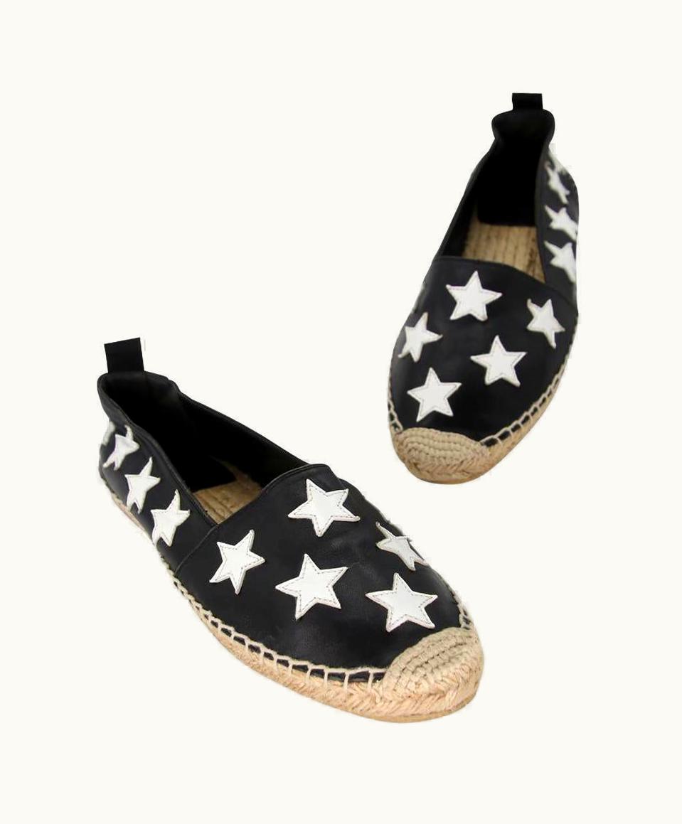 Saint Laurent Saint Laurent Espadrille 40 Leather Velvet Stars Flats Sl-0402n-0108