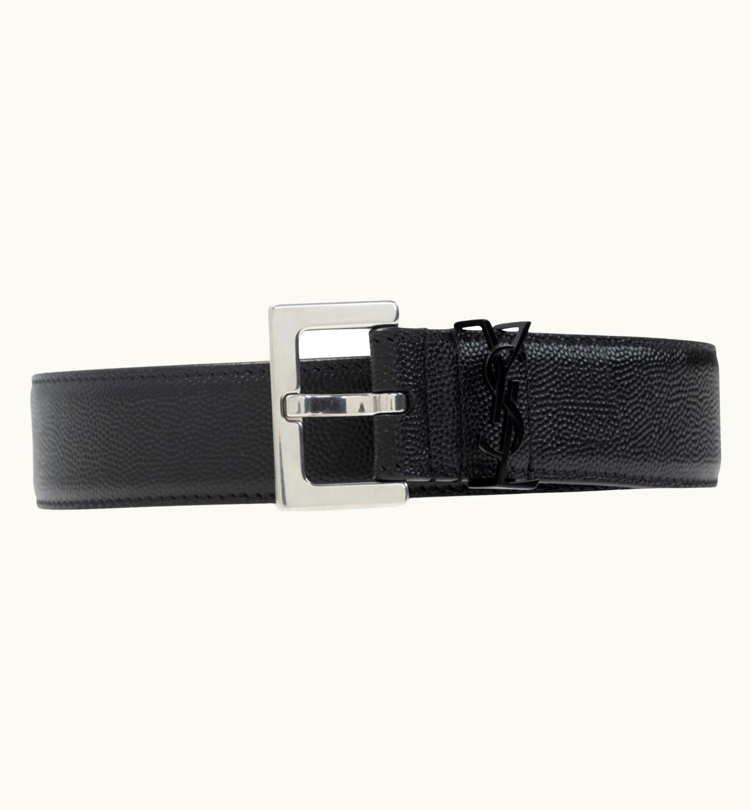 Saint Laurent Saint Laurent Black Cassandre Leather Buckle Belt 8 Eu