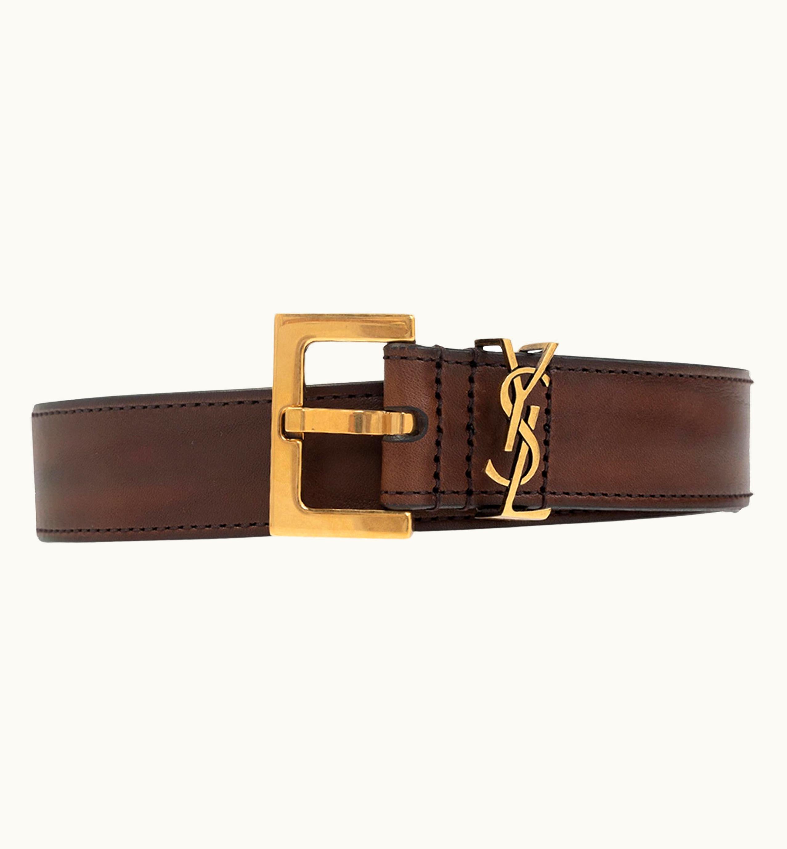 Saint Laurent Saint Laurent Black YSL Logo Buckle Leather Belt  Eu UZ0583950