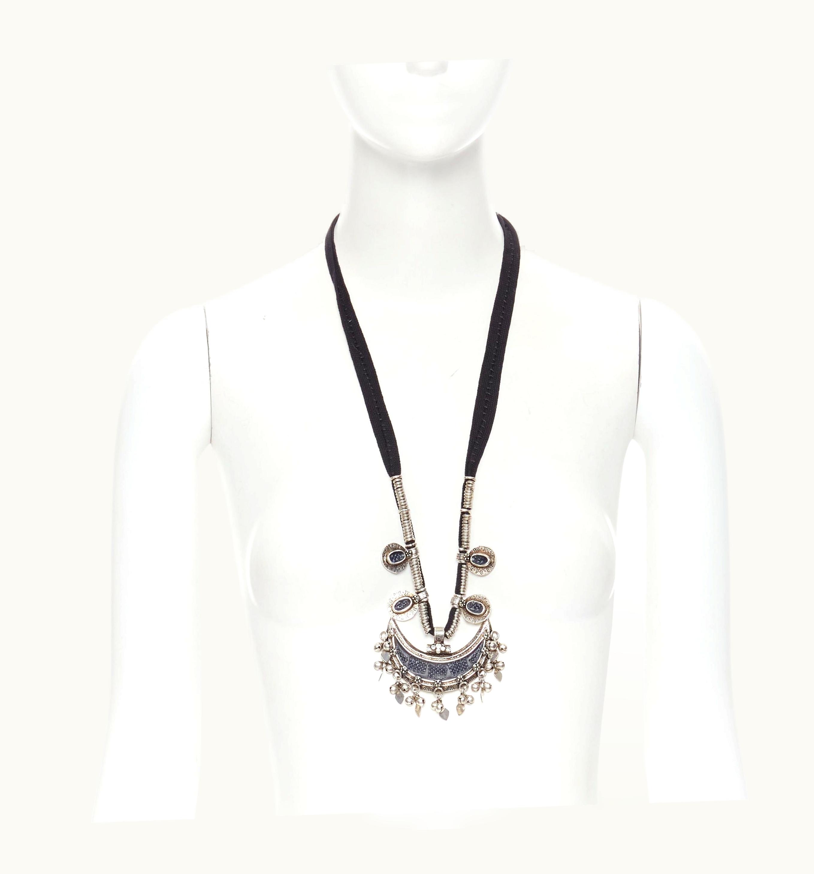 Saint Laurent Rare Saint Laurent Hedi Slimane Marrakech Runway Stone Crescent Moon Necklace