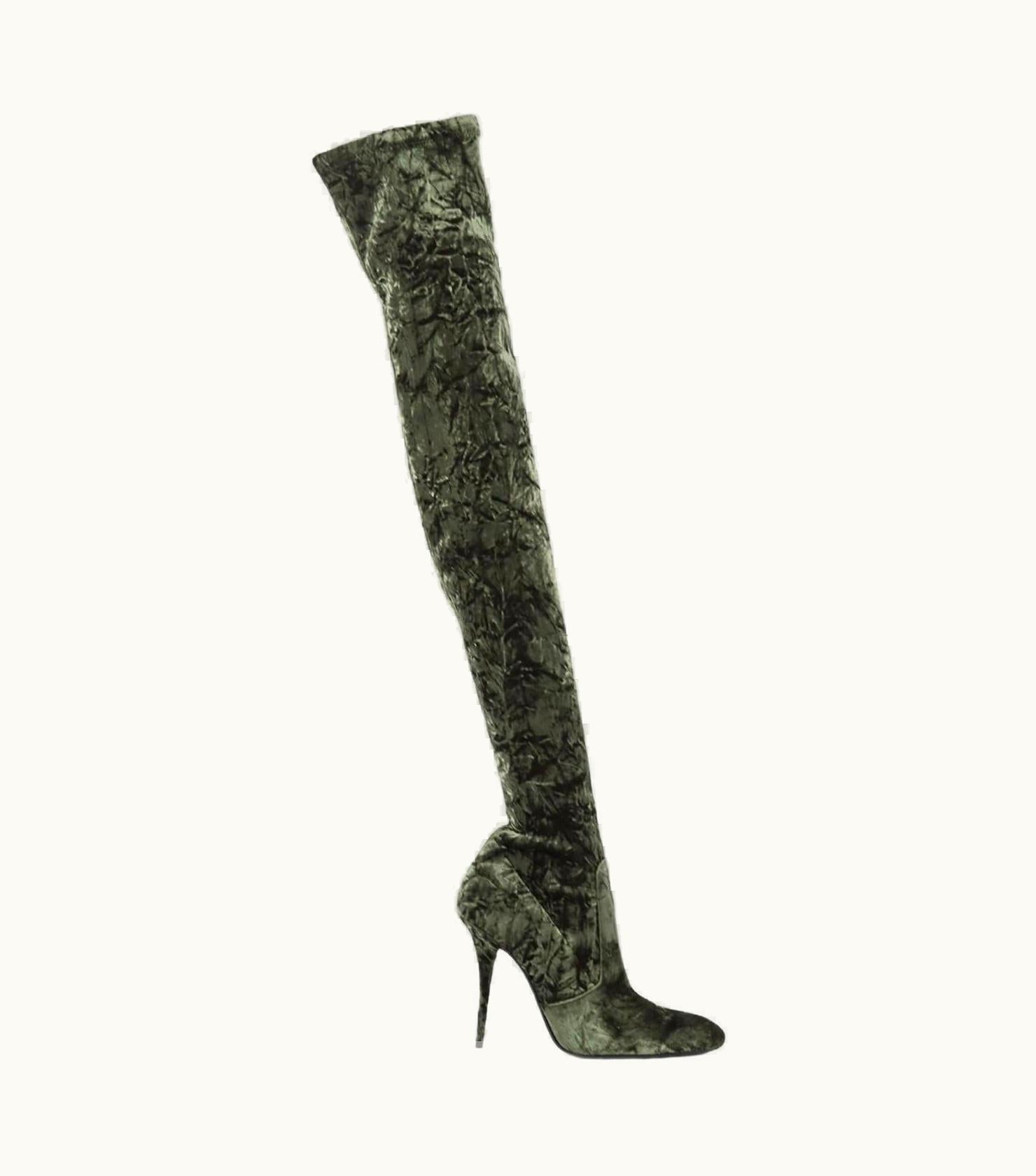 Saint Laurent Saint Laurent Crushed Velvet Over The Knee Boots Eu 38 Us