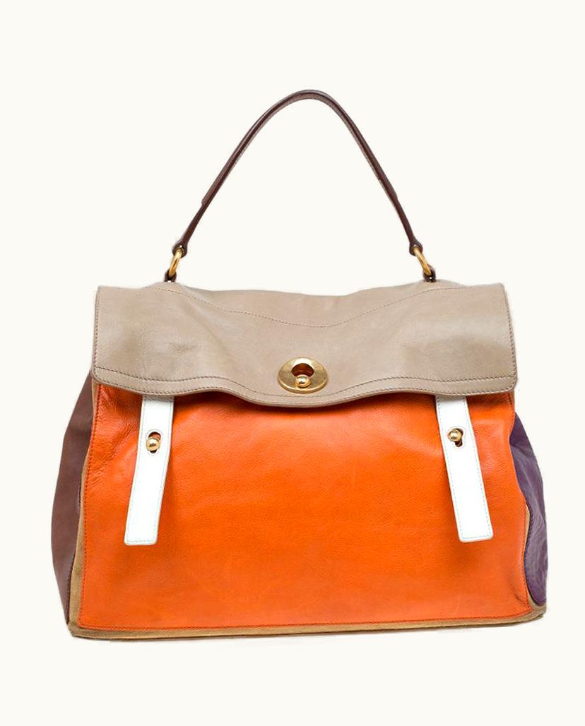 Saint Laurent Saint Laurent Paris Tri Color Leather Large Muse Two Top Handle Bag