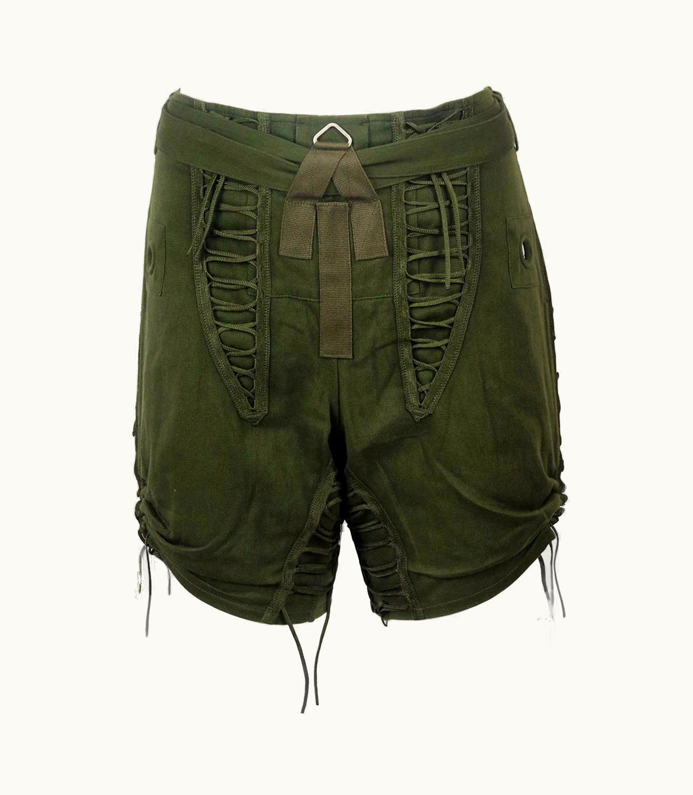 Saint Laurent Saint Laurent Lace Up Cotton & Linen Blend Twill Shorts