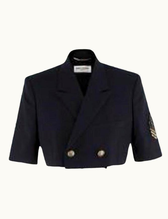 Saint Laurent Saint Laurent Black Wool Twill Cut-off Cropped Jacket UZ0583982