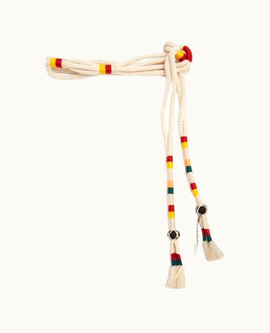 Saint Laurent Saint Laurent S/S Beige Rope Belt WS/S Multicolor Stripes & YSL Logo Charm UZ0583989