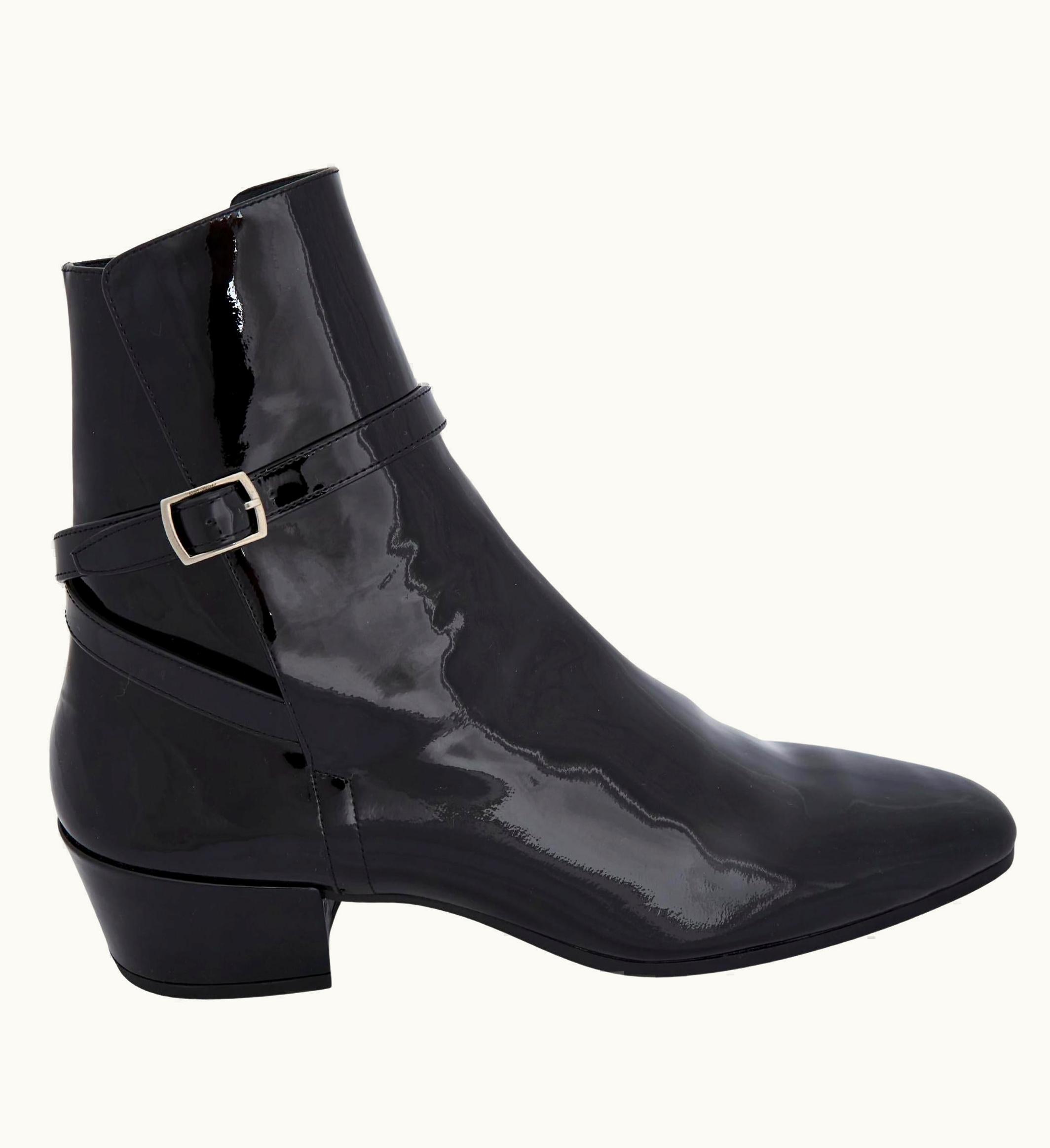 Saint Laurent Saint Laurent Black Patent Clementi Ankle Boots (eu 38.5) 1992