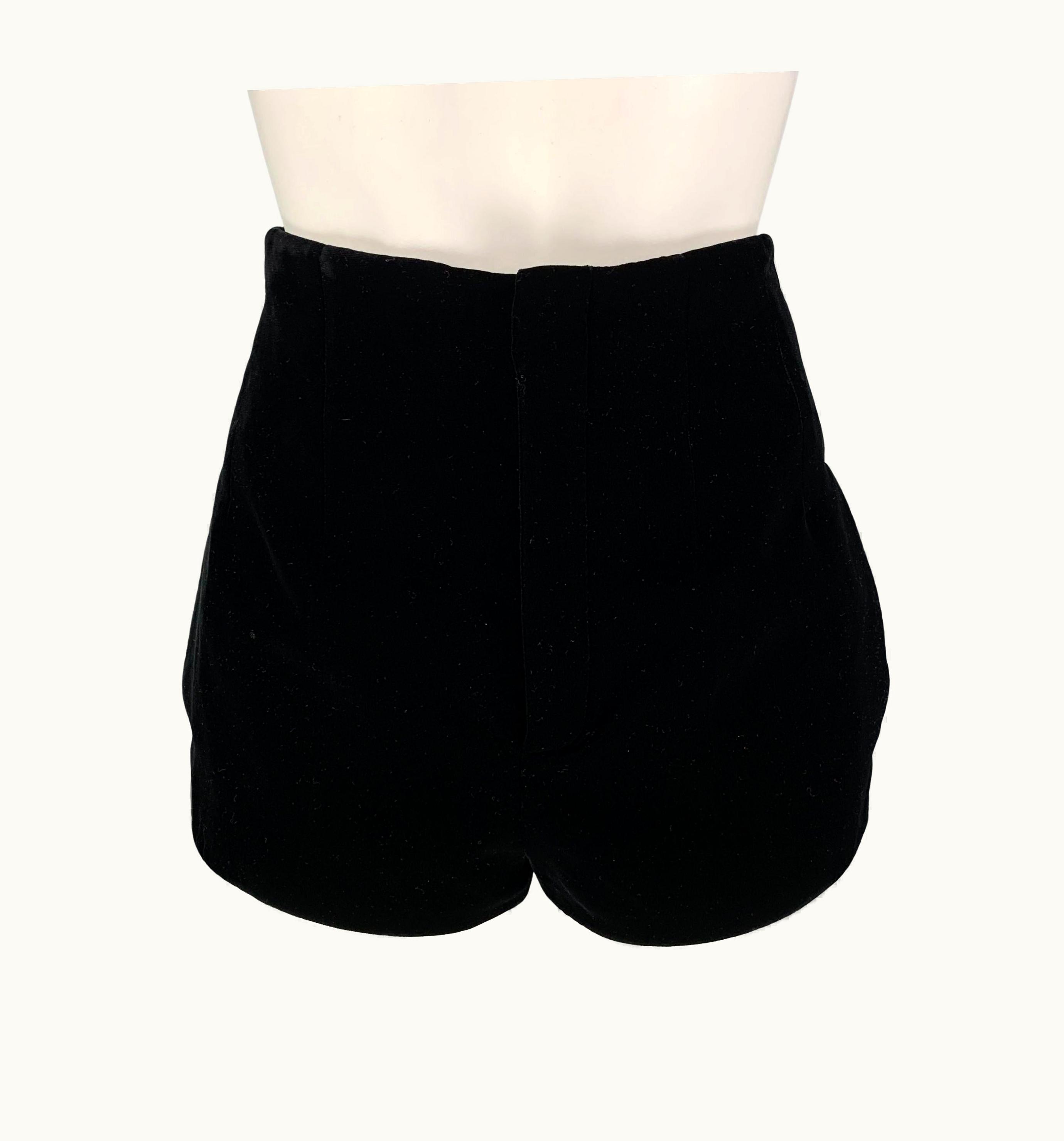 Saint Laurent Saint Laurent Black Viscose Blend High Waist Mini Shorts