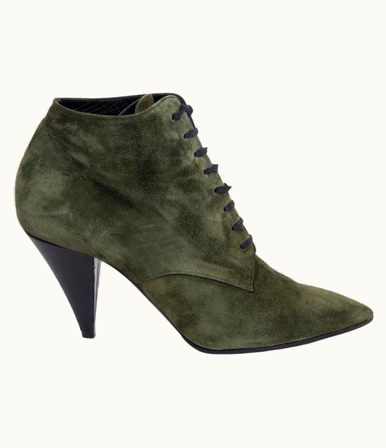 Saint Laurent Saint Laurent Military Green Suede Era 85 Ankle Boots Shoes