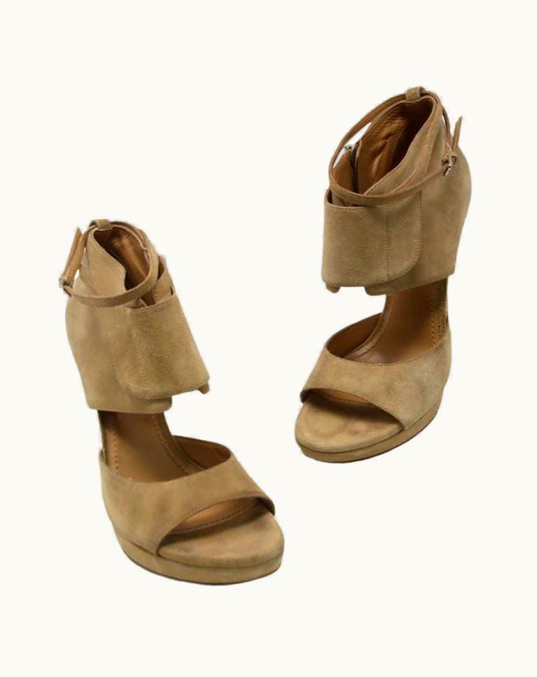 Saint Laurent Saint Laurent Tan Signature YSL Ankle Strap Booties 38 Platforms Yl-s0917p-0135