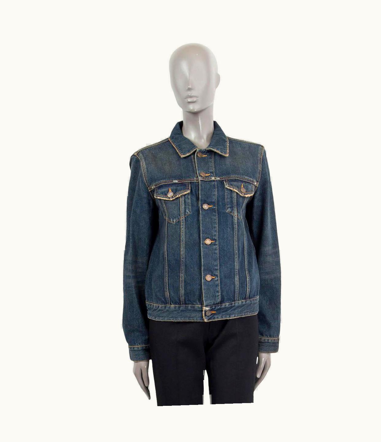 Saint Laurent Saint Laurent Dark Dirty Vintage Blue Cotton Fitted Denim Jean Jacket