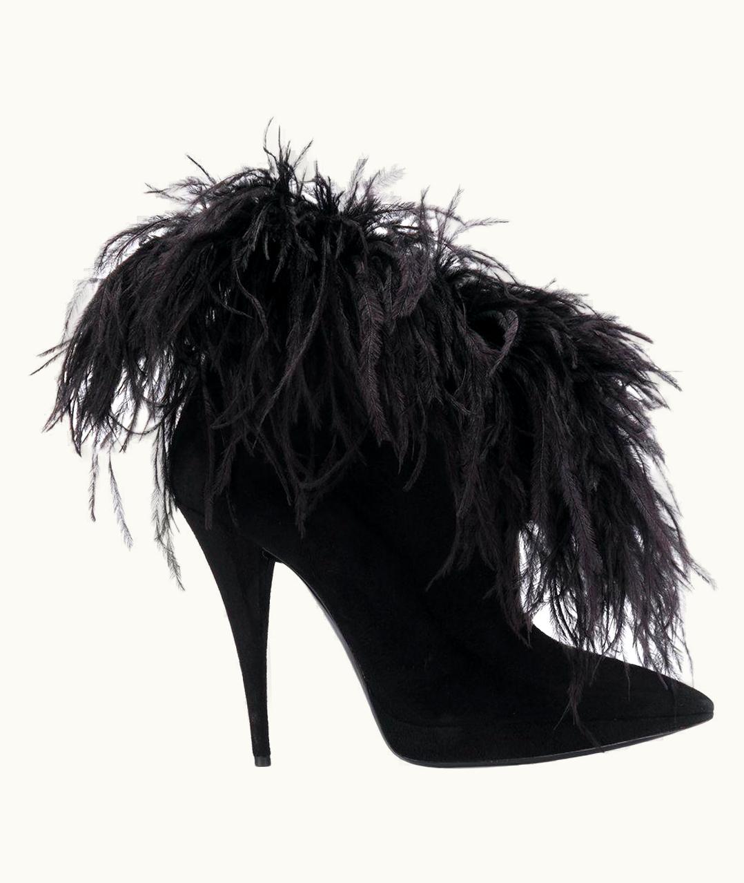 Saint Laurent Saint Laurent Runway Zizi 110 Black Suede High Stiletto Heel Ankle Boot UZ0584022