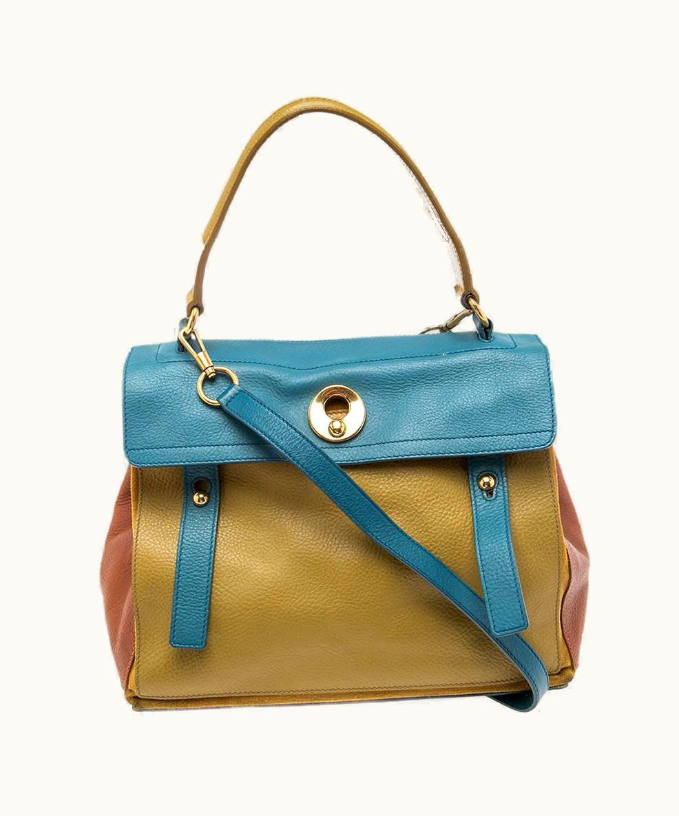 Saint Laurent Saint Laurent Tri-Color Leather And Suede Medium Muse Two Top Handle Bag