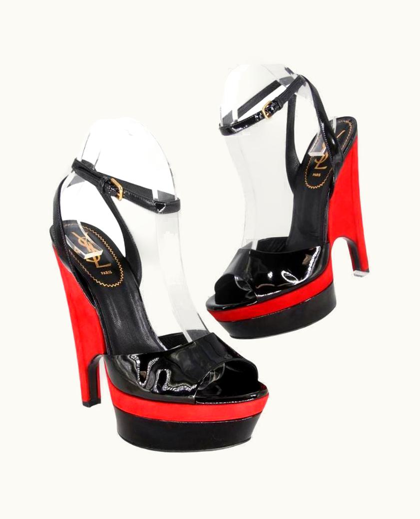 Saint Laurent Saint Laurent Open Toe 40 Patent Leather Pumps Sl-0910n-0004