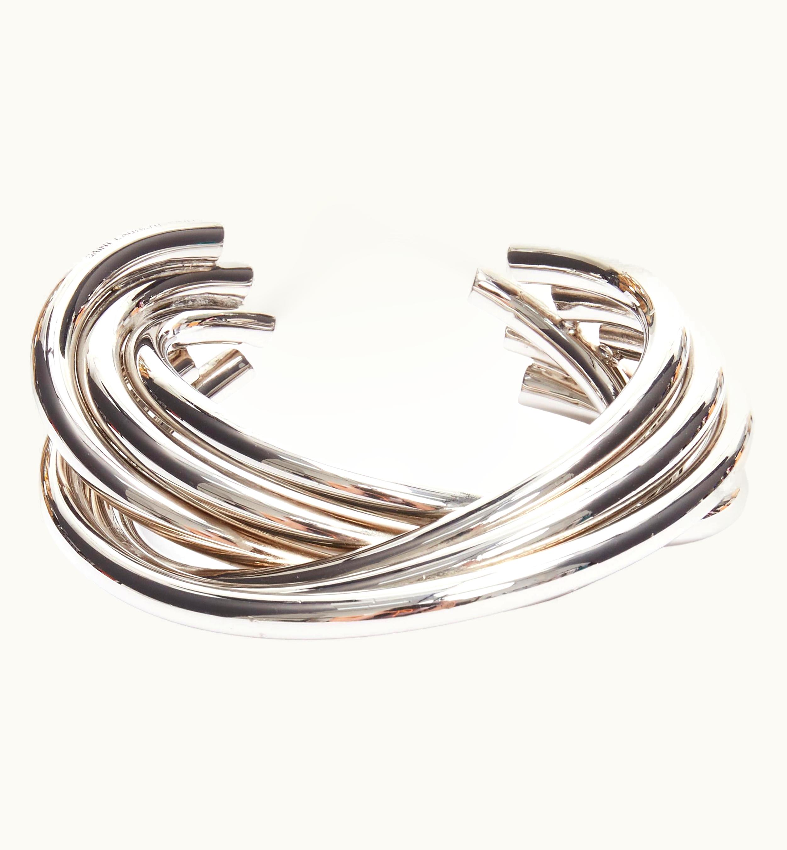 Saint Laurent Saint Laurent Hedi Slimane Silver Brass Architectural 6 Layer Twist Cuff UZ0584063
