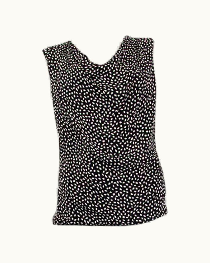 Saint Laurent Saint Laurent Black Printed Cowl Neck Tank Top Shirt
