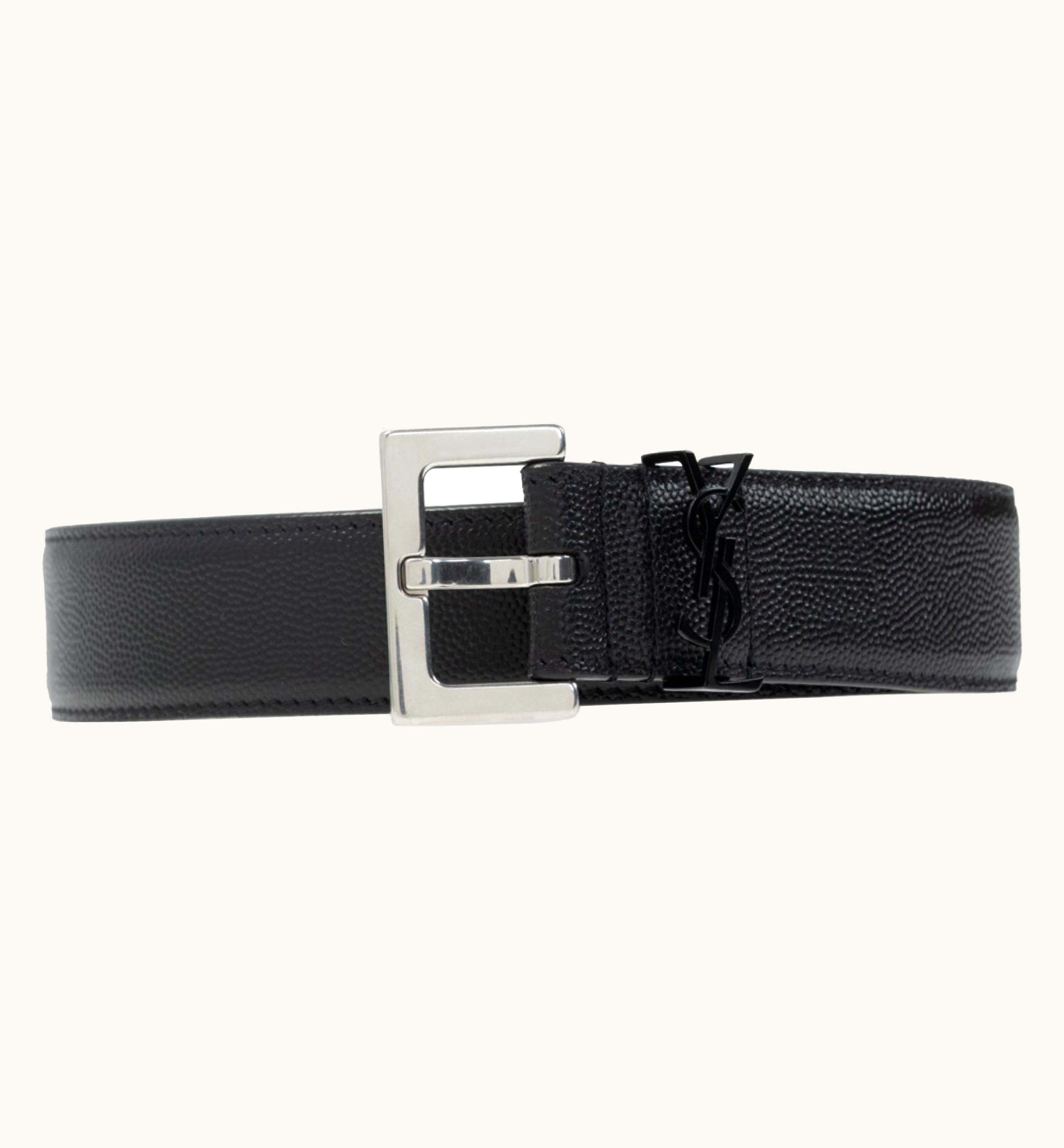 Saint Laurent Saint Laurent Black Cassandre Leather Buckle Belt  Eu UZ0584074