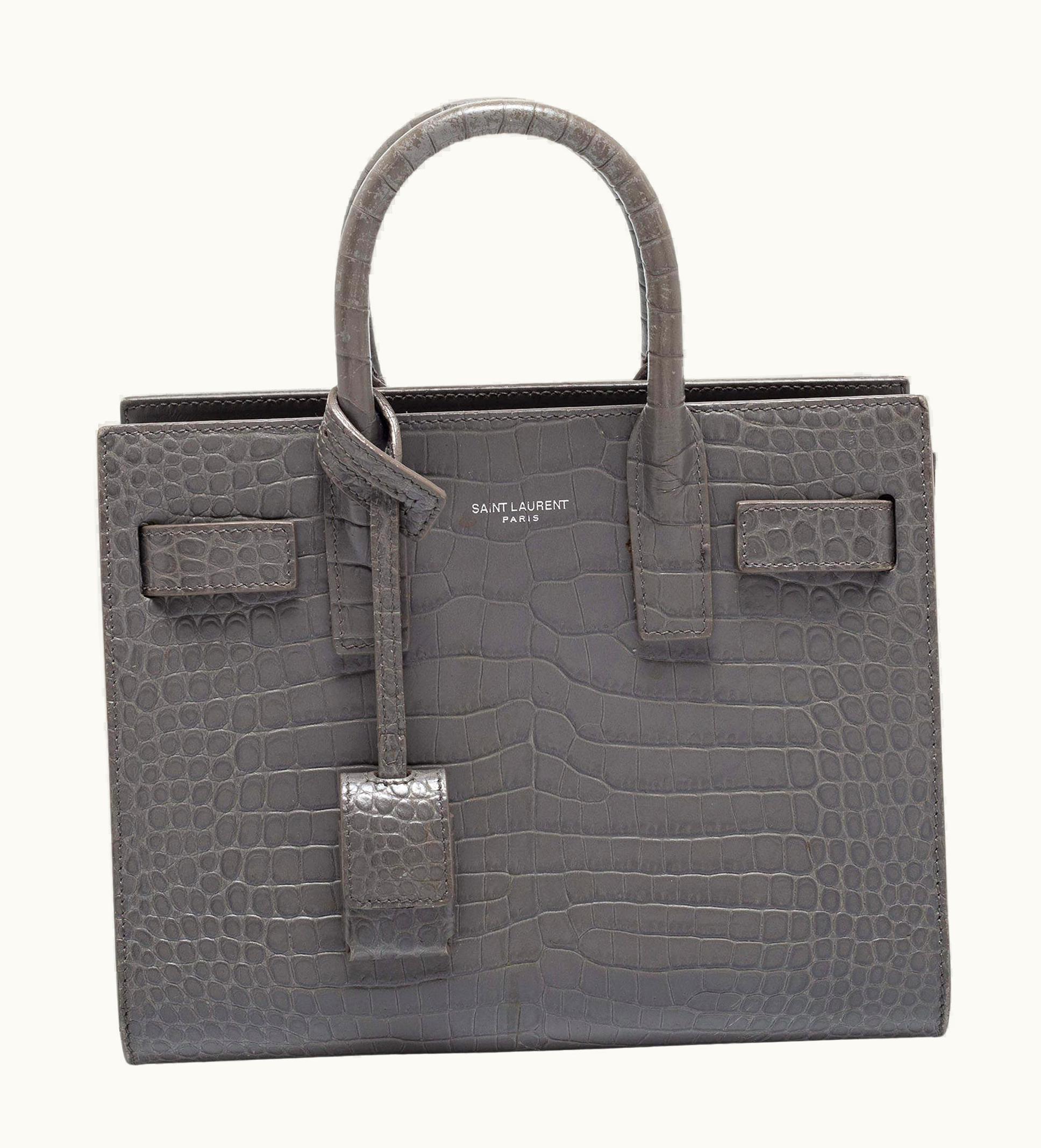 Saint Laurent Saint Laurent Grey Croc Embossed Leather Nano Classic Sac De Jour Tote UZ0584083