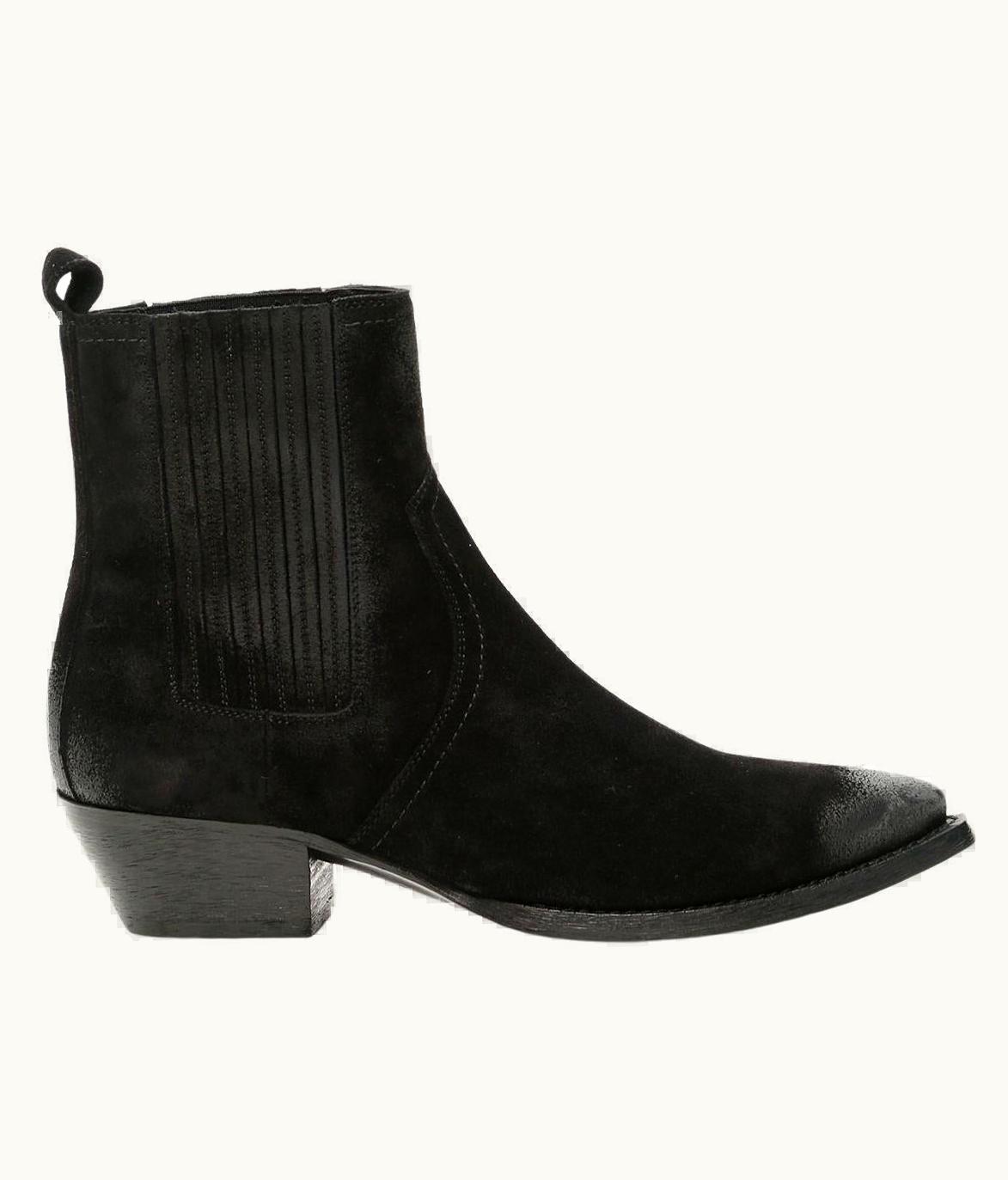 Saint Laurent Saint Laurent Lukas 40 Black Suede Leather Western Ankle Boots