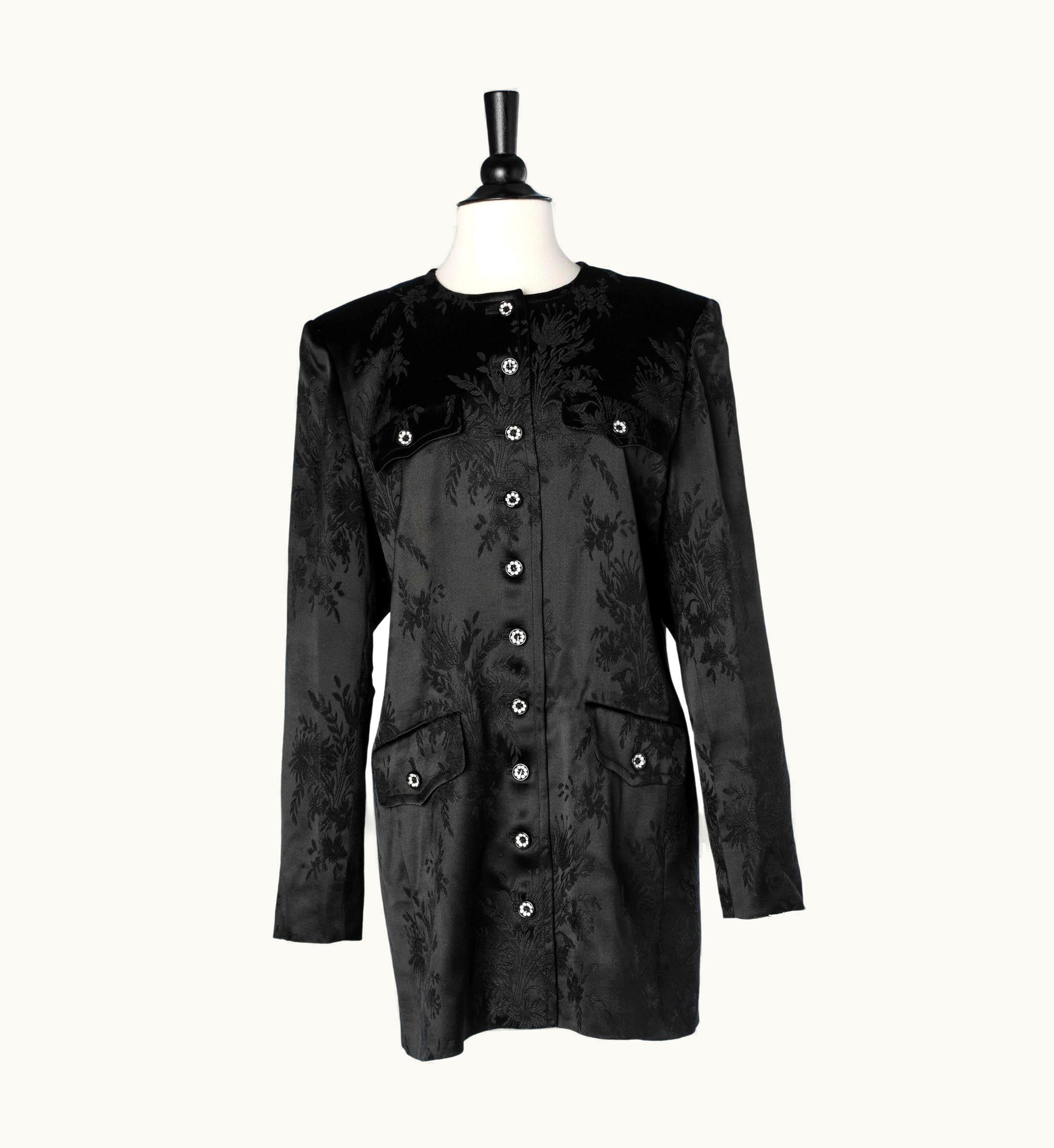 Saint Laurent Black Damask Shirt With Jewelry' Buttons Yves Saint Laurent Variation