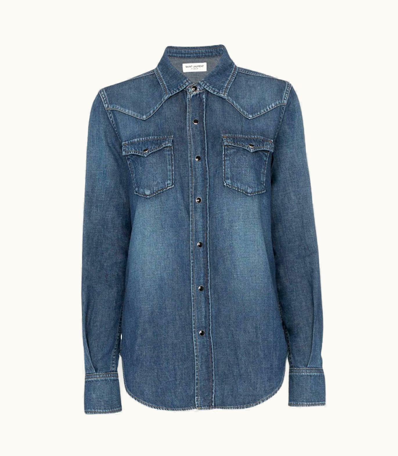 Saint Laurent Saint Laurent Classic Western Blue Denim Long Sleeve Shirt arge
